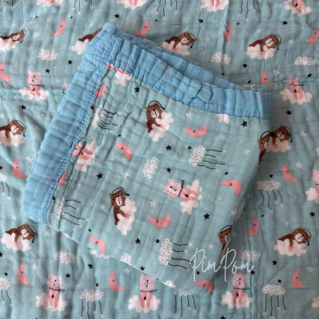 Muslin Blanket 6 Layer - Blue Sky