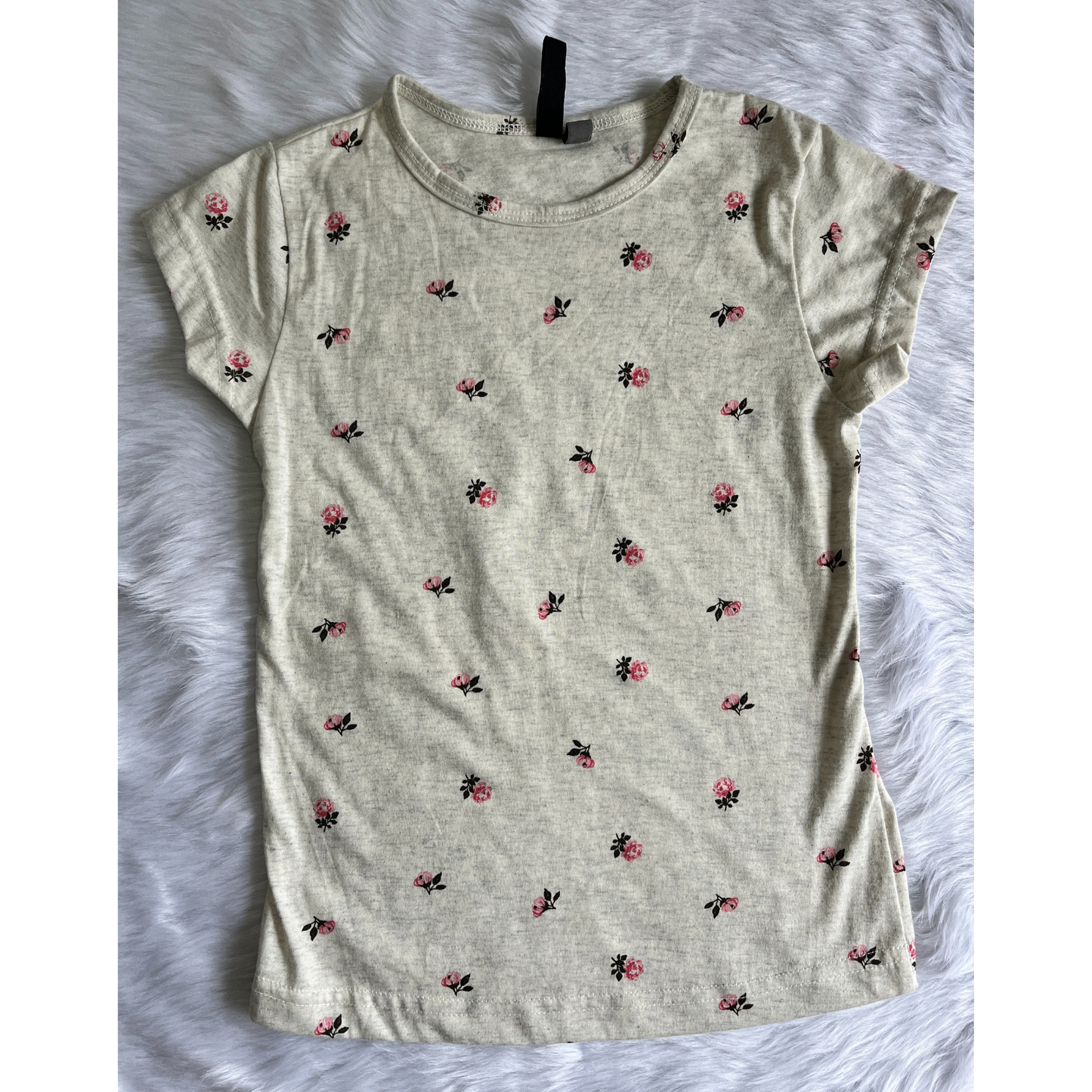 Girls T-Shirt - Grey Flowers