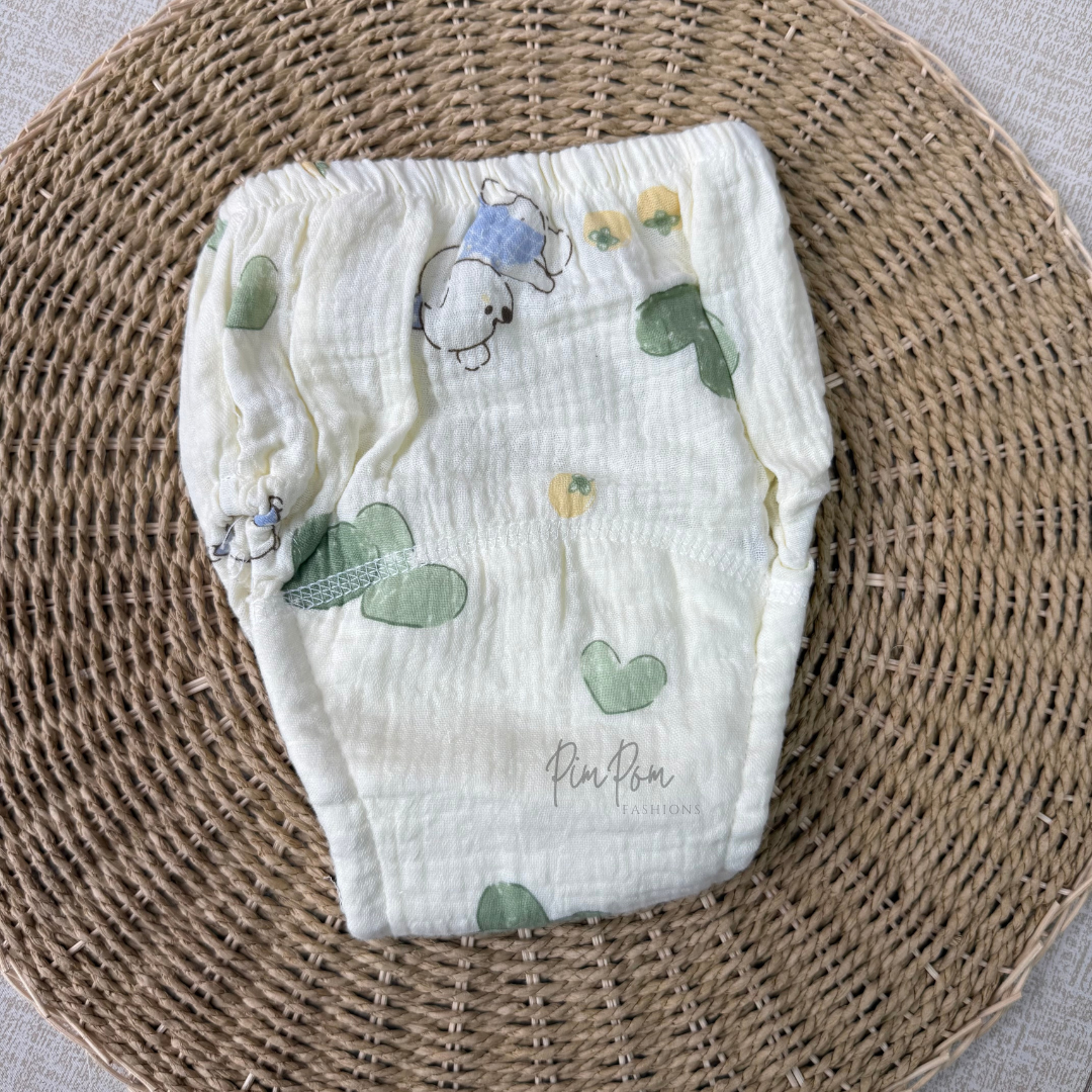 Muslin Underpads - Green hearts