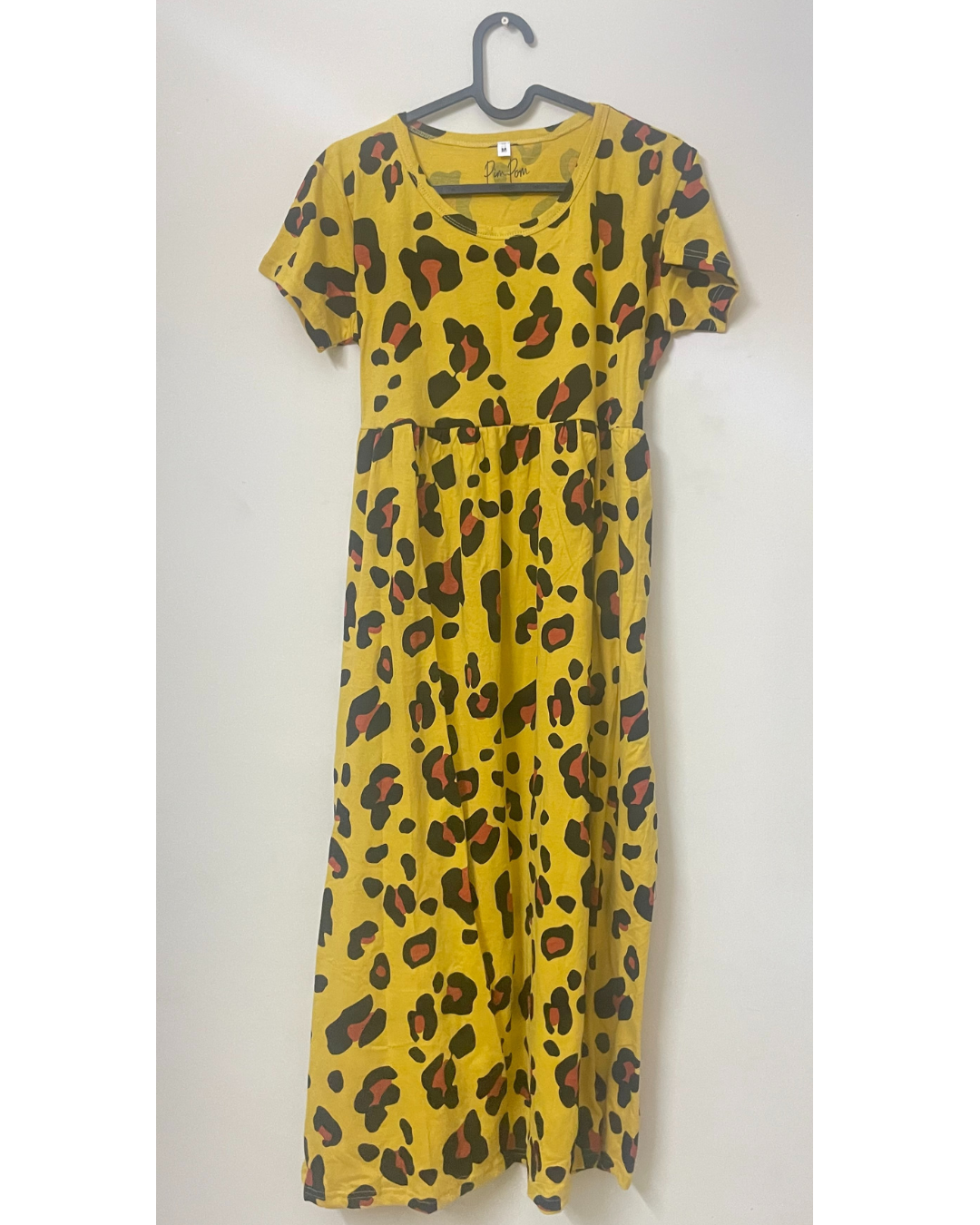 Knitted Cotton Casual Frock - Yellow Leopard