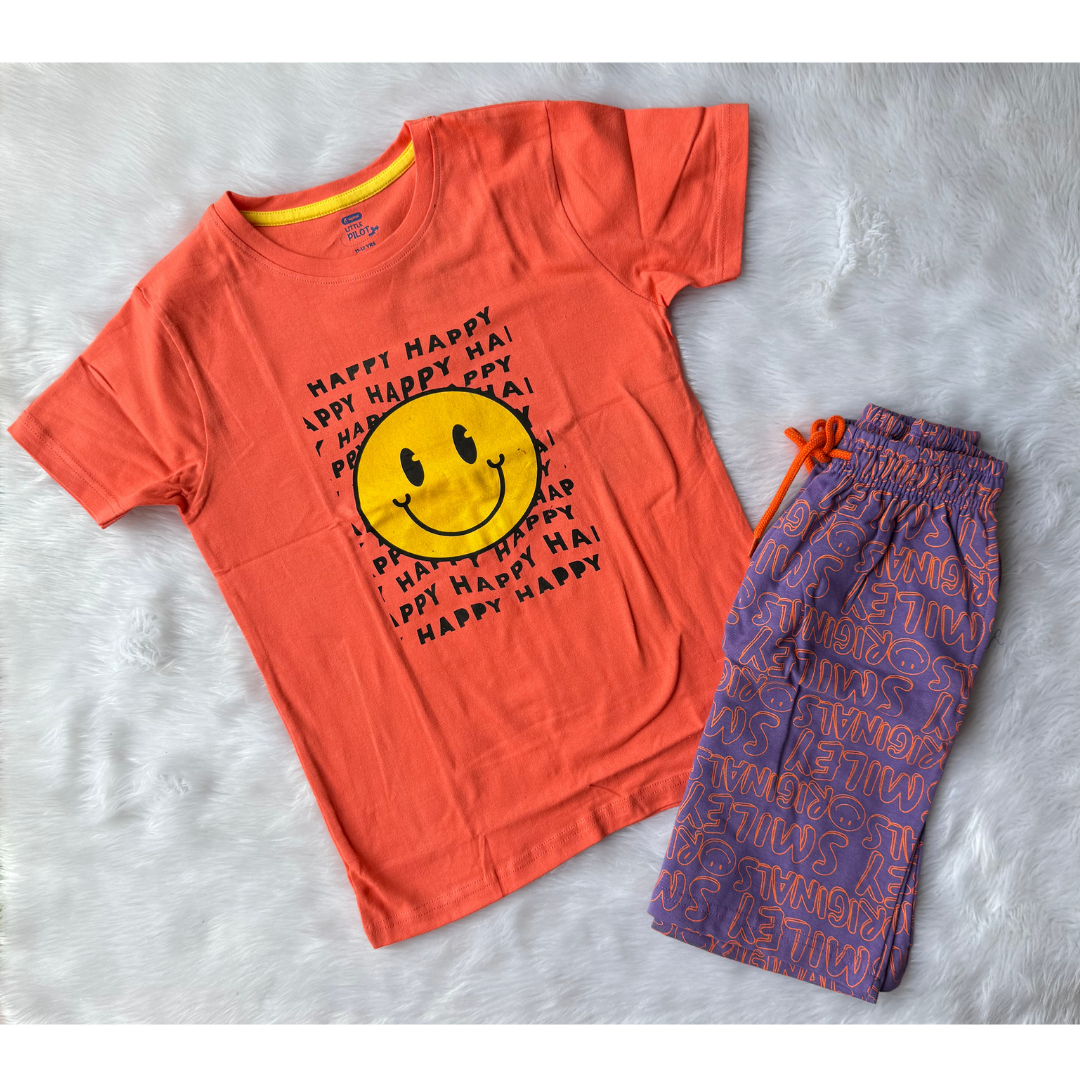 Boy's T-Shirt and Shorts Set - Happy