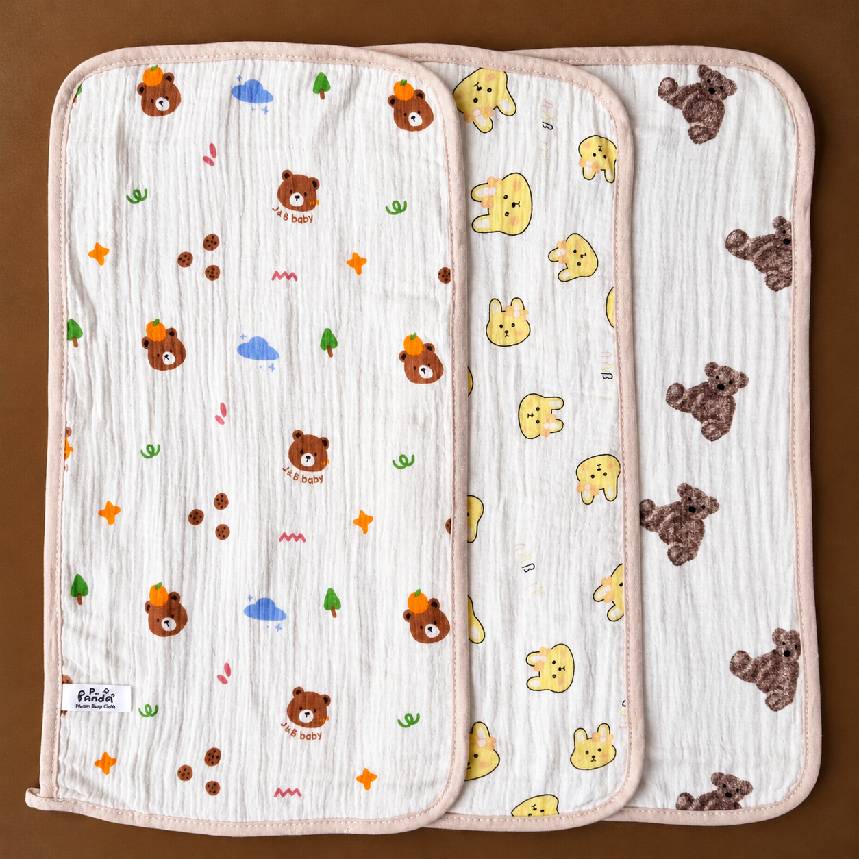 Crinkled Muslin Baby Burp Cloth Combo (3pcs) Assorted