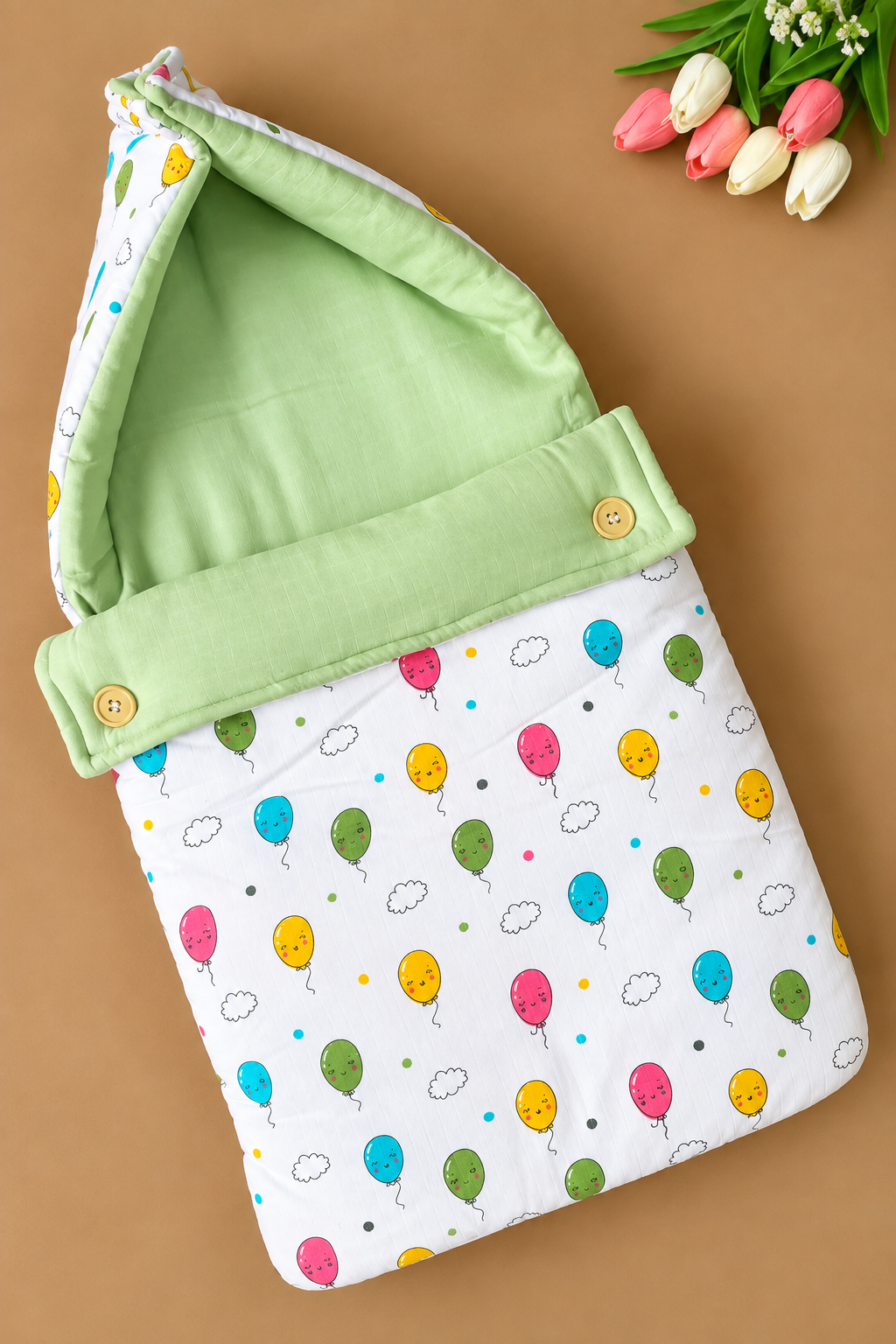 Double Side Muslin Baby Carry Bed - Balloon