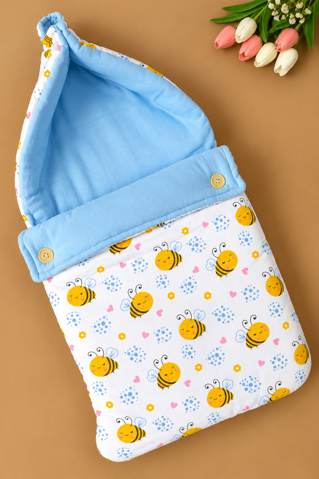 Double Side Muslin Baby Carry Bed - Honeybee