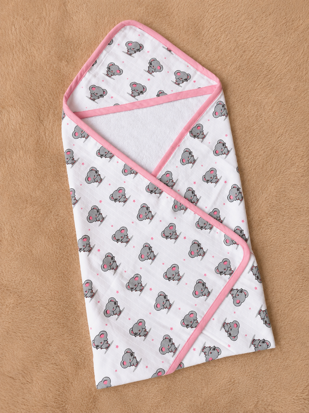 Premium Muslin Hooded Towel - Dancing Elephants