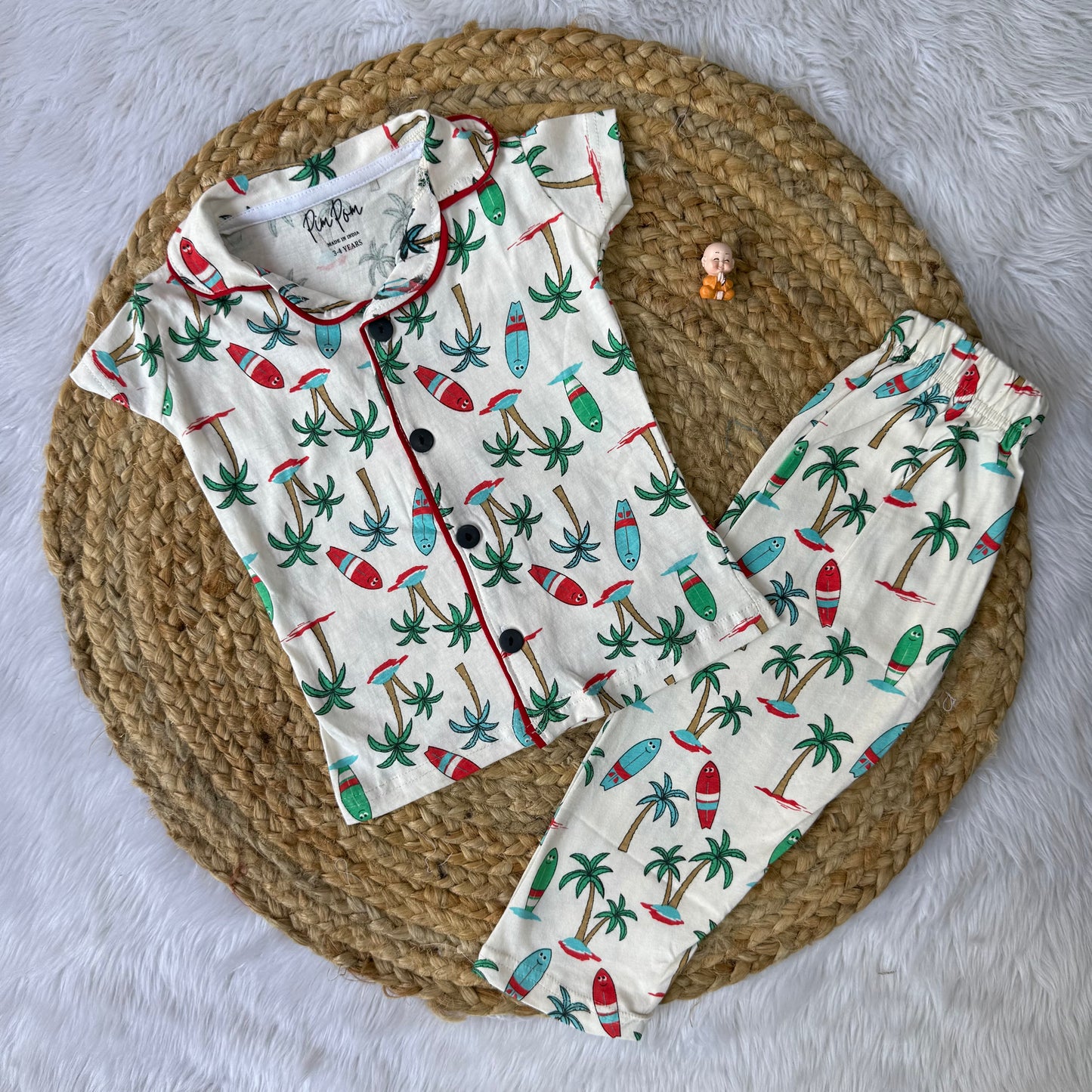 Beach theme kids Collar Night Suit