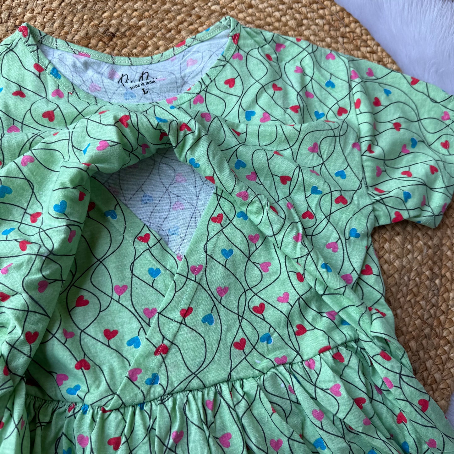 Green Hearts - Zipless Criss Cross Maternity Wear
