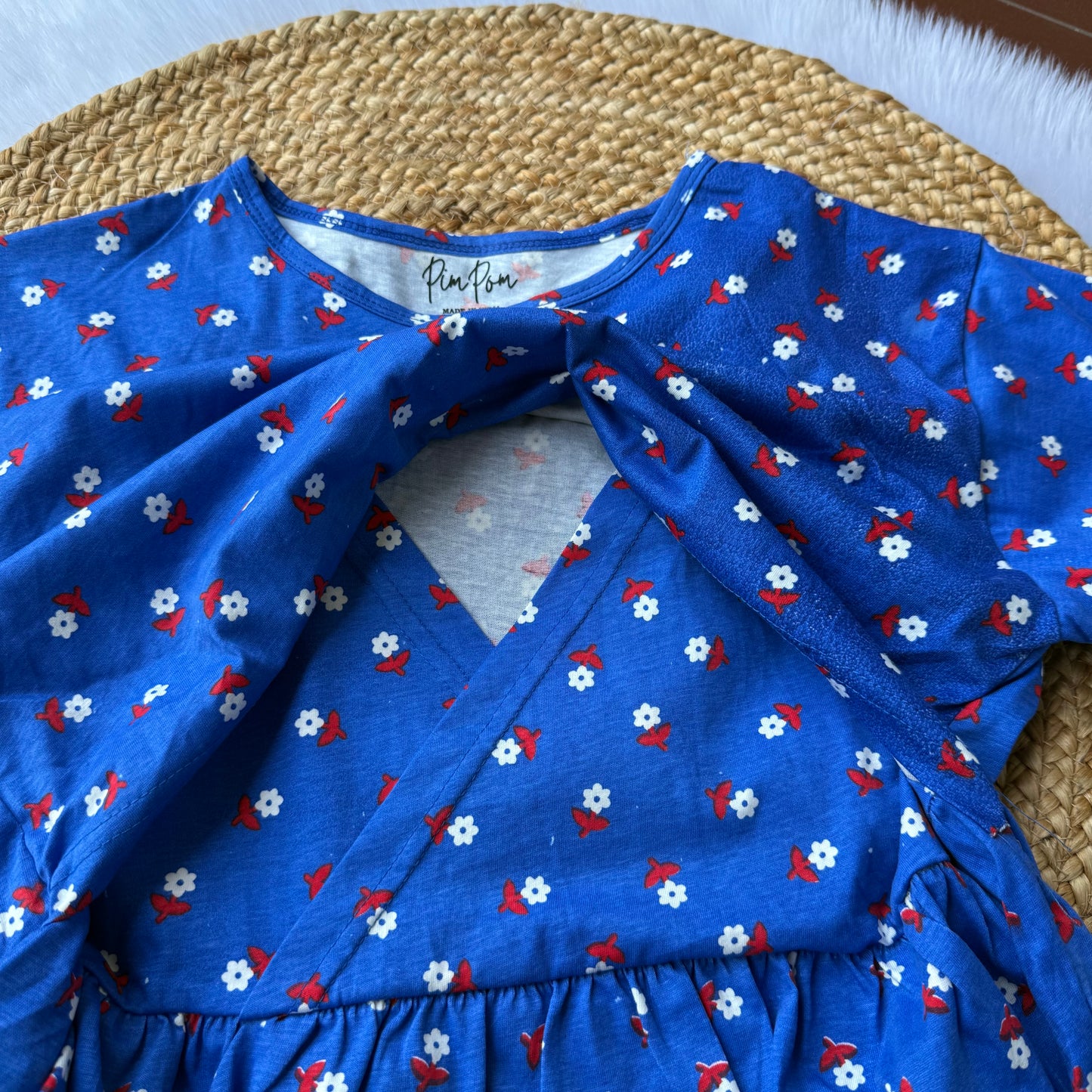 Ink Blue Flowers - Zipless Criss Cross Maternity Wear