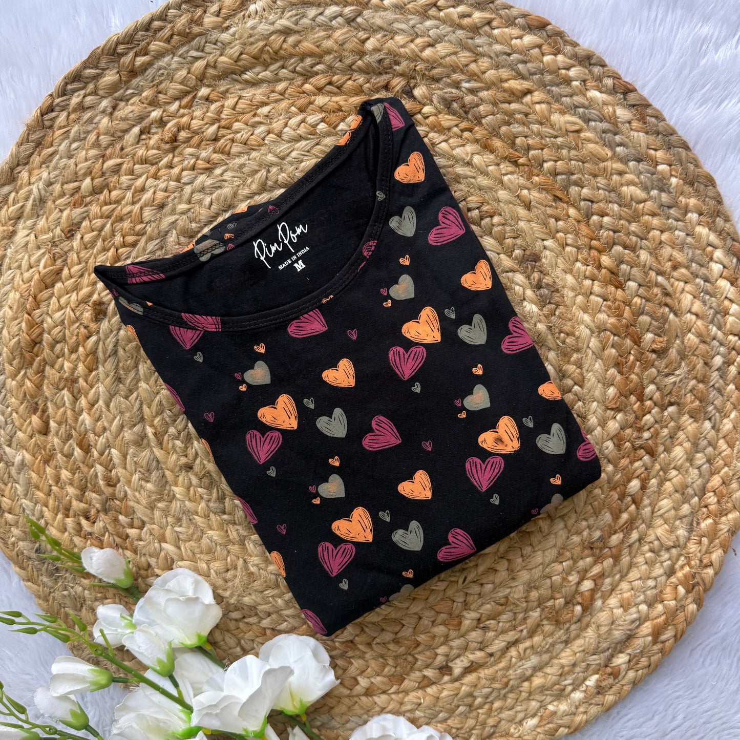 Hearts Knitted Cotton Casual Frock