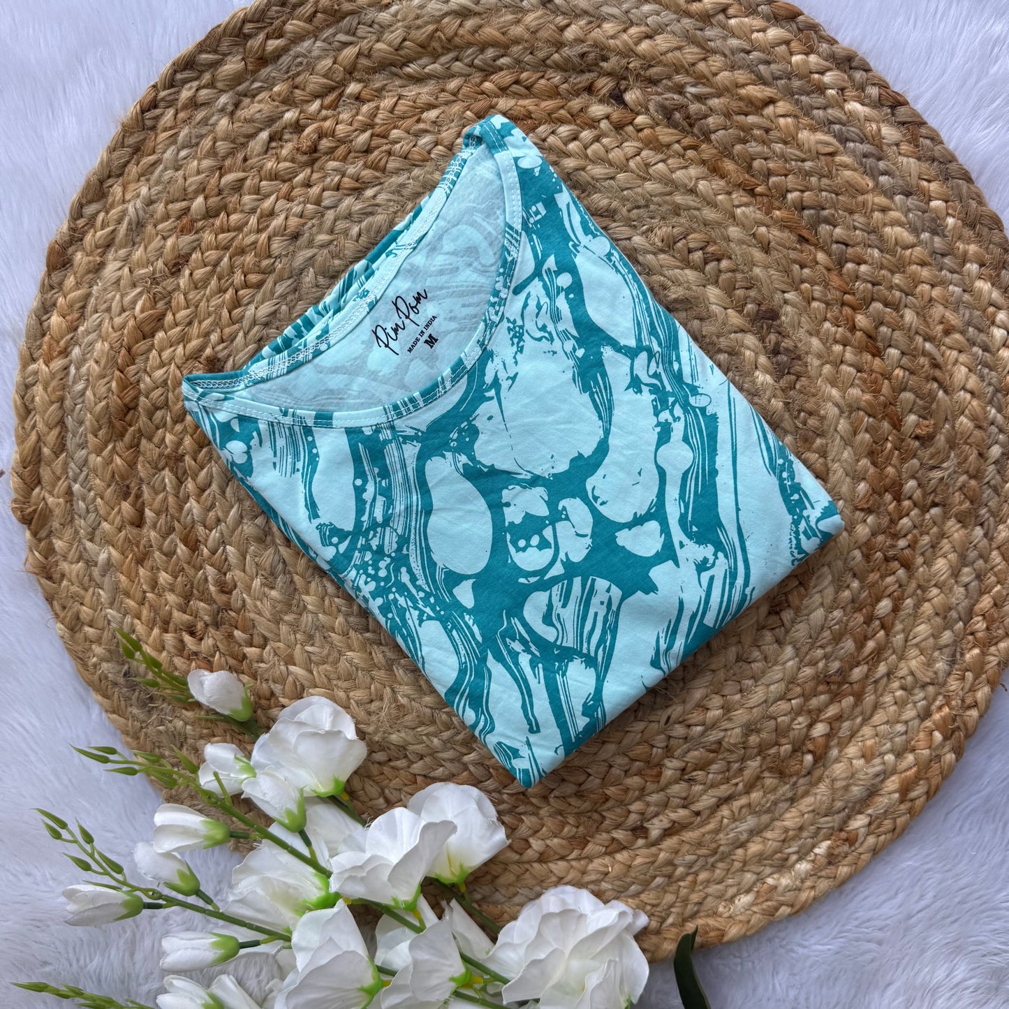 Teal Blue Cotton Casual Frock