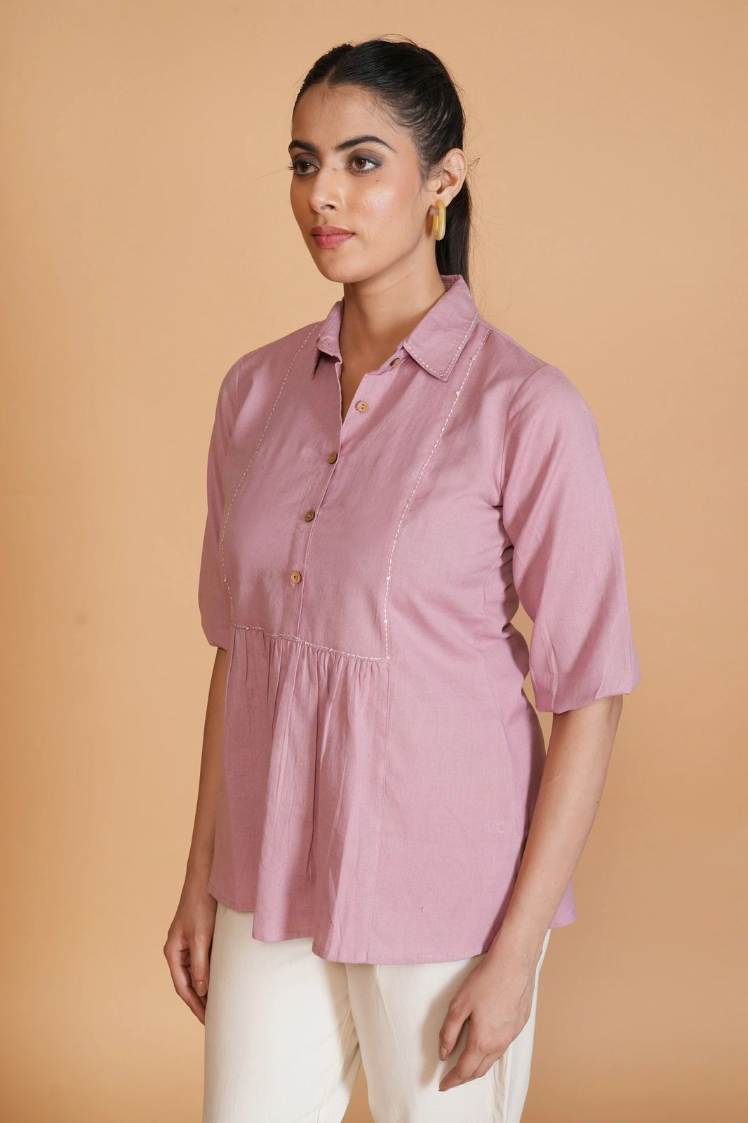 Lavendar Flex Cotton A-Line Top