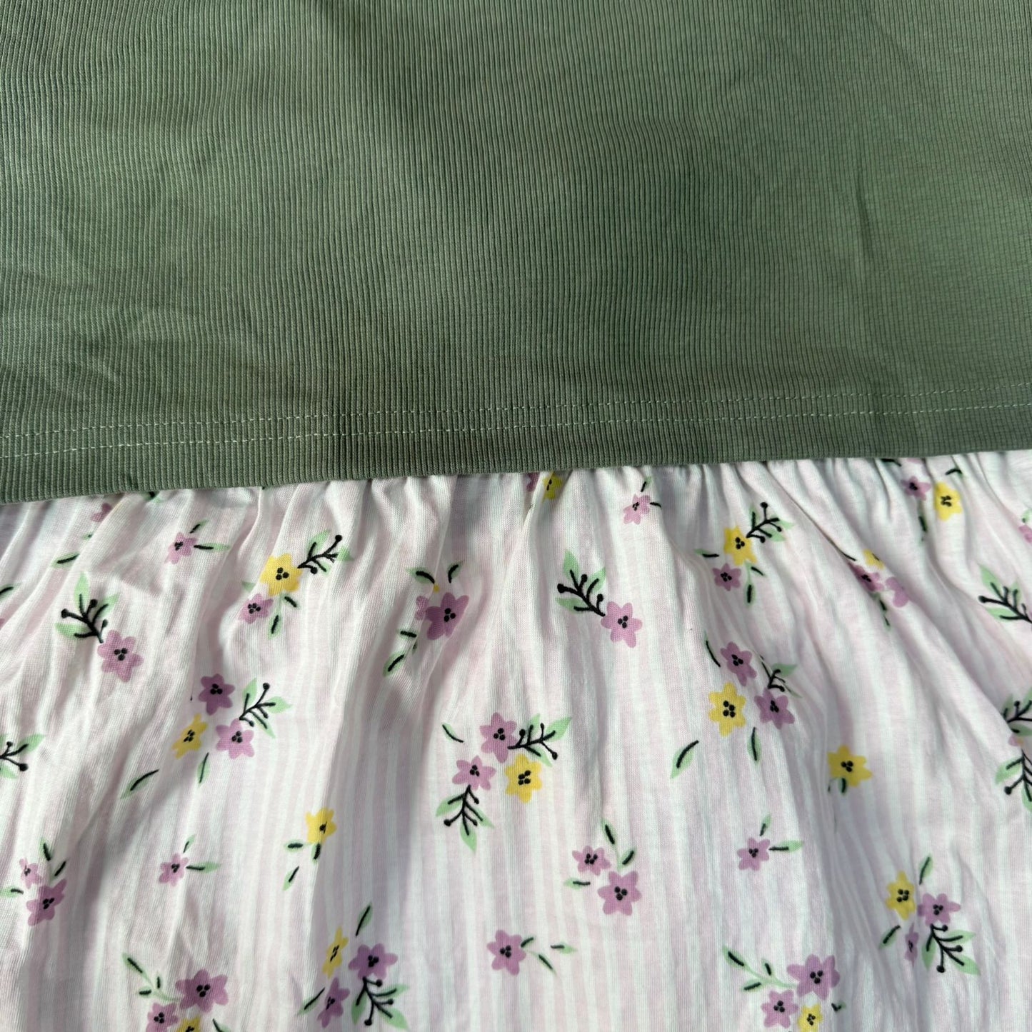 Sage Green & Flowers - Dual Colour Zipless Criss Cross Maternity Wear