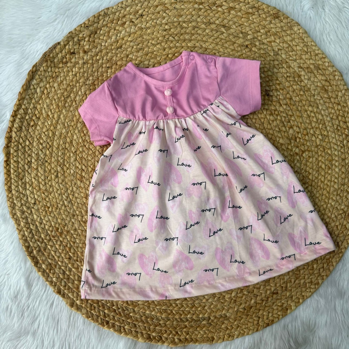 Pink love - Premium Baby Knitted Frocks