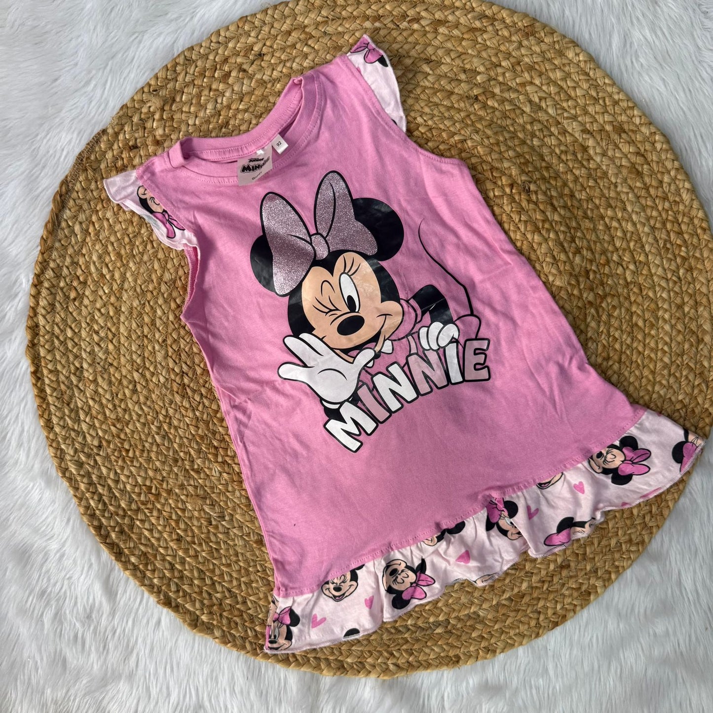Pink Mickey - Premium Baby Knitted Frocks