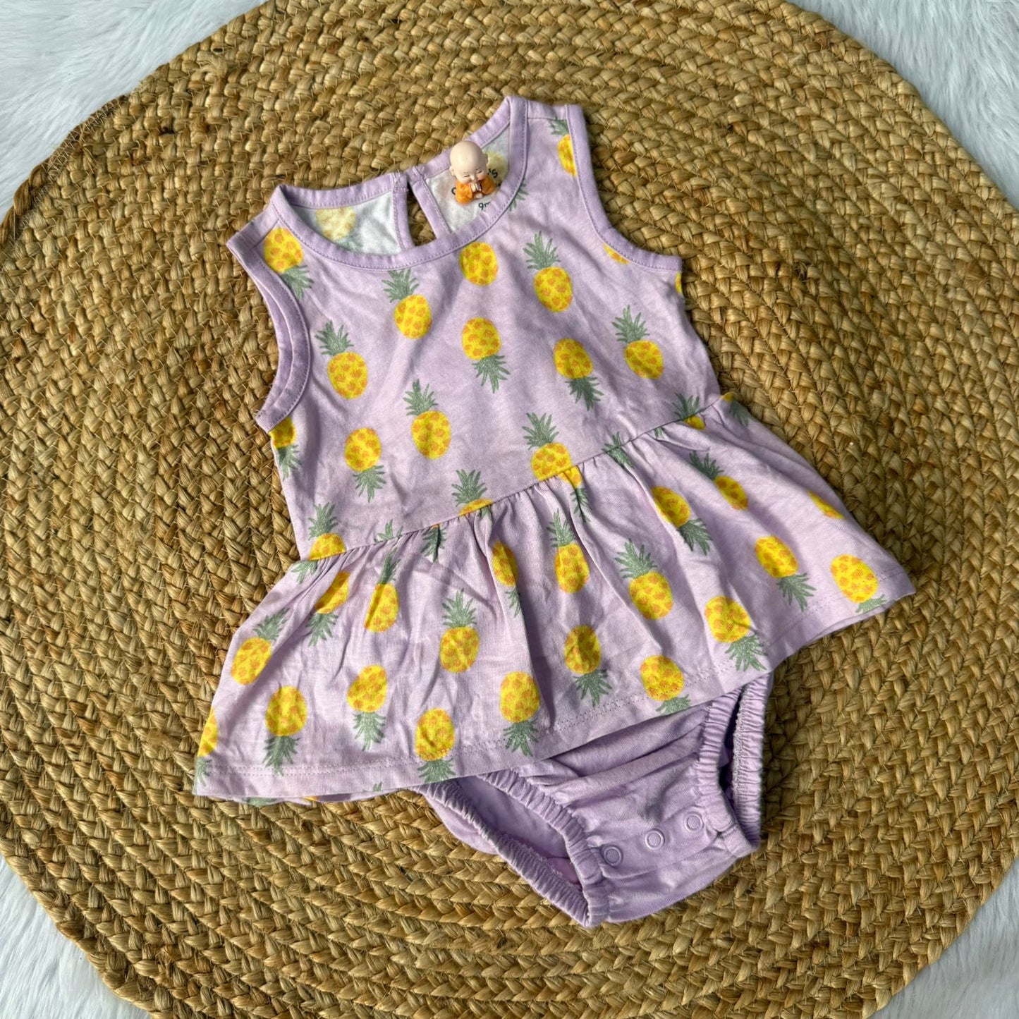 Premium Baby Knitted Frocks - Purple pineapple
