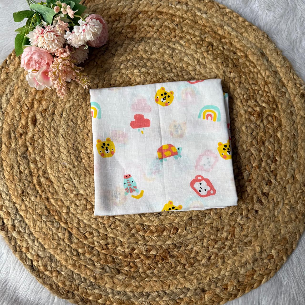 Muslin Adult Bath Towels - Animal Faces
