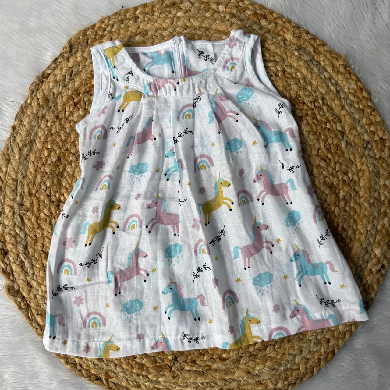 Muslin Zip Frock - Unicorn