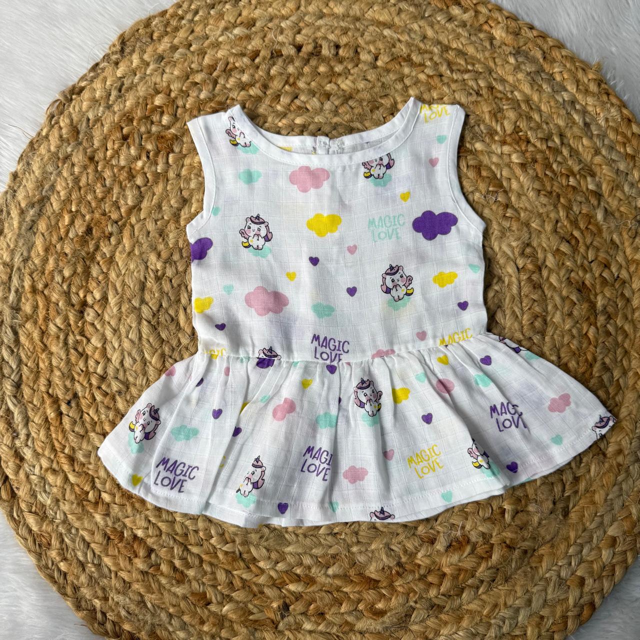 Muslin Button Frock - Unicorn