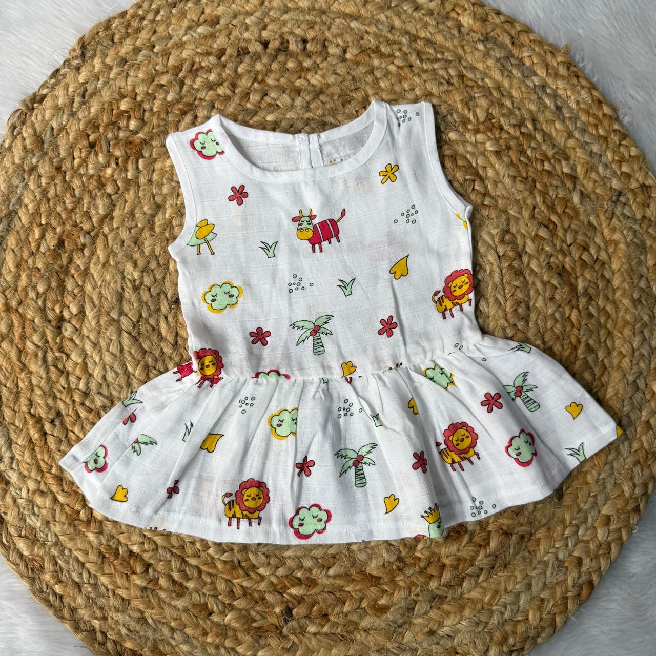 Muslin Button Frock - Animals