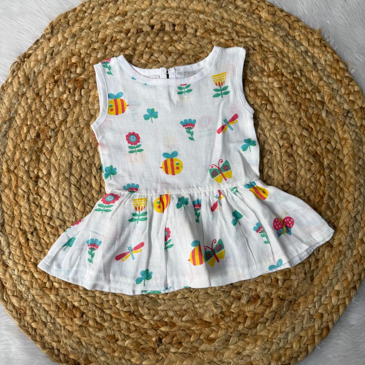 Muslin Button Frock - Flowers