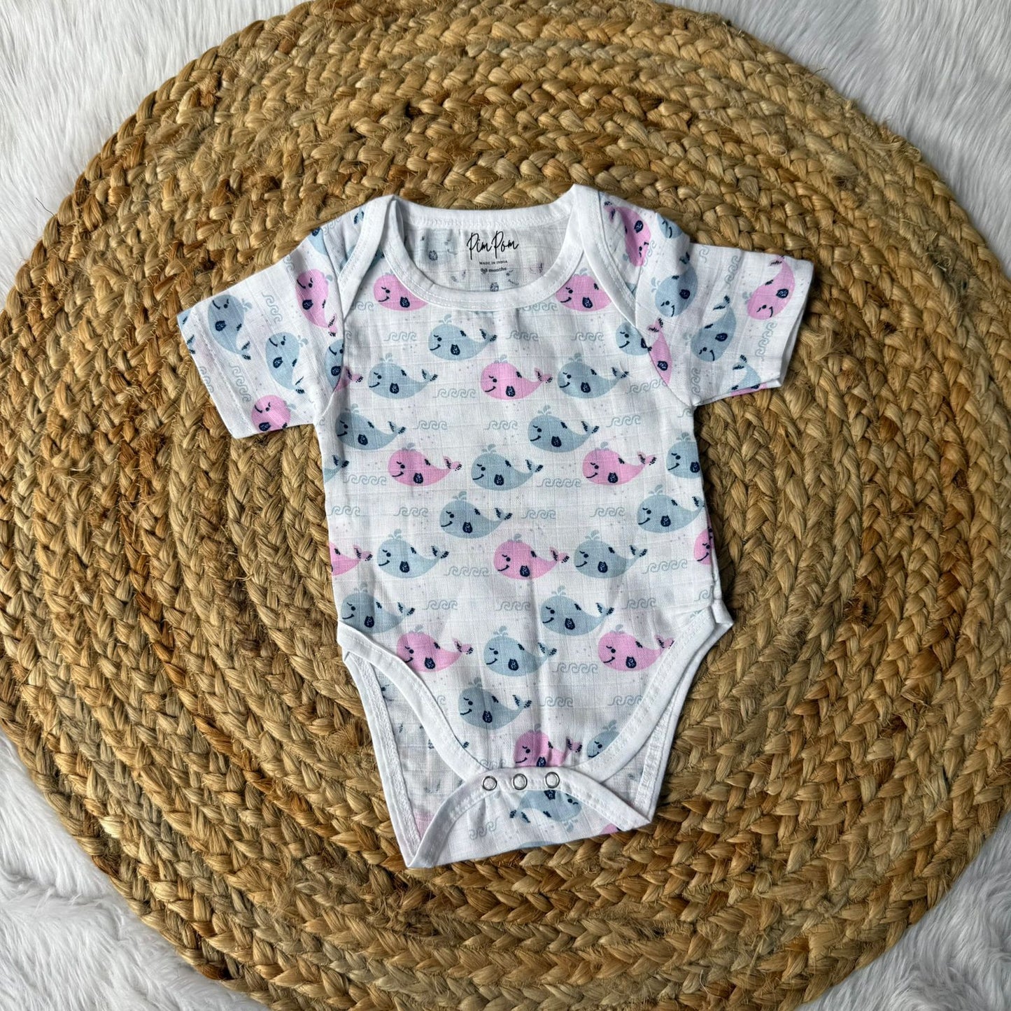 Baby Muslin Romper -Colour Fishes