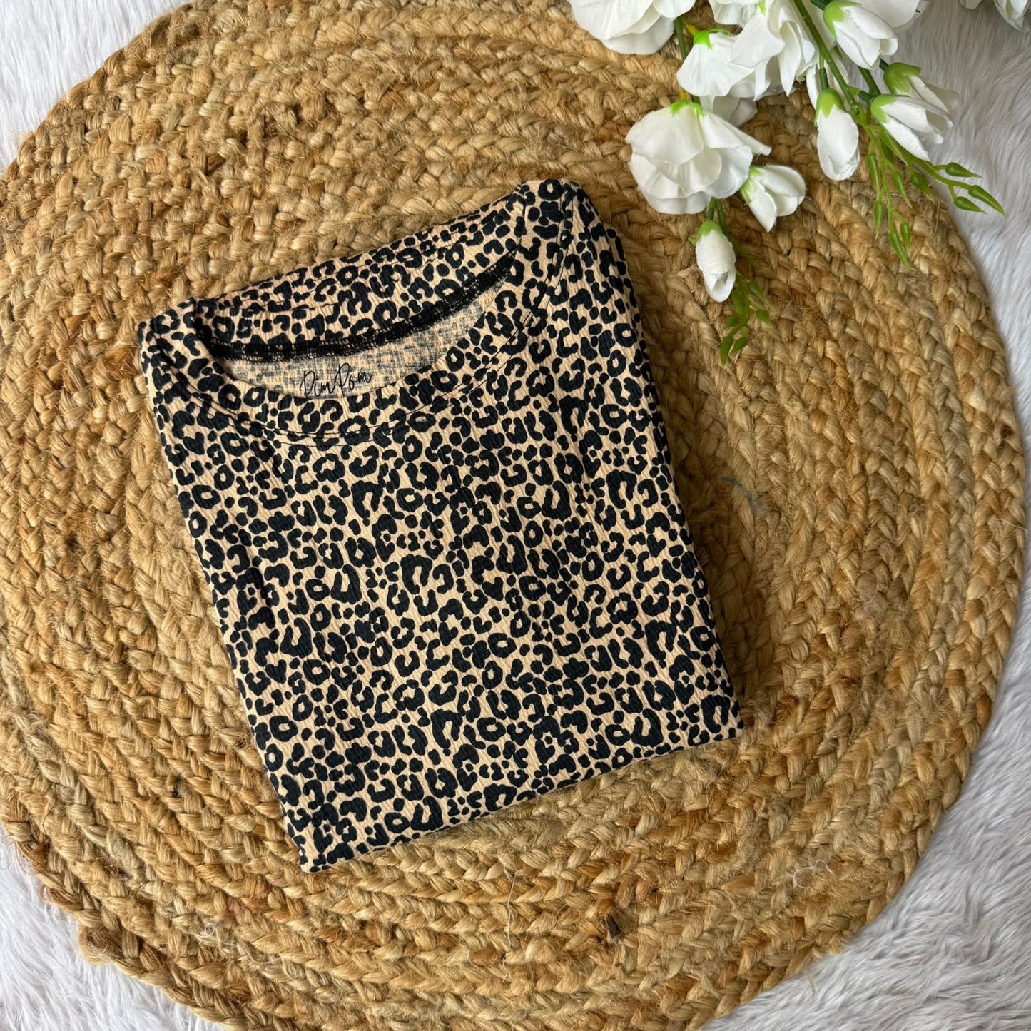 Crinkled Cotton Casual Frock - Leopard