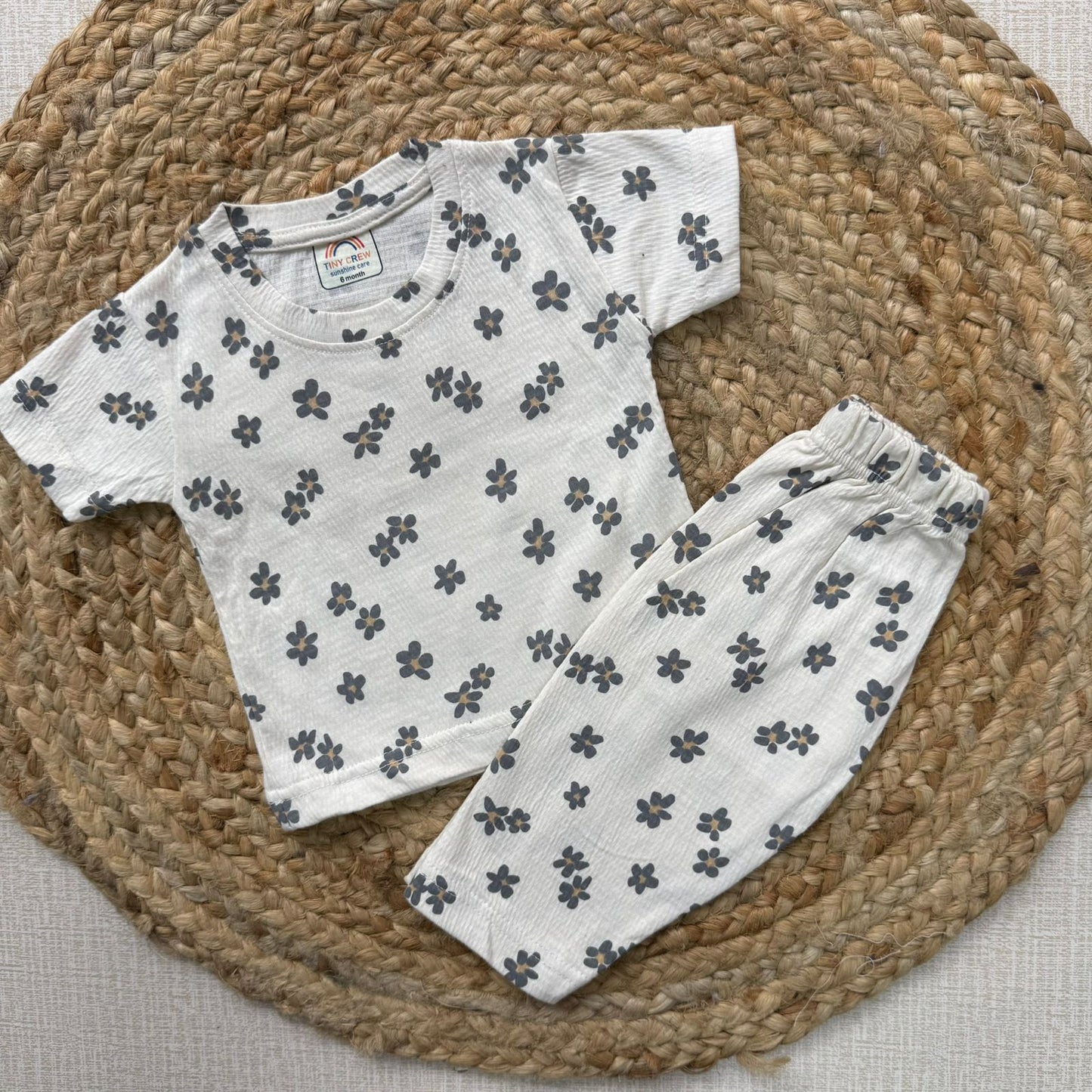 Baby Pant Co-Ord Sets - Grey Flowers