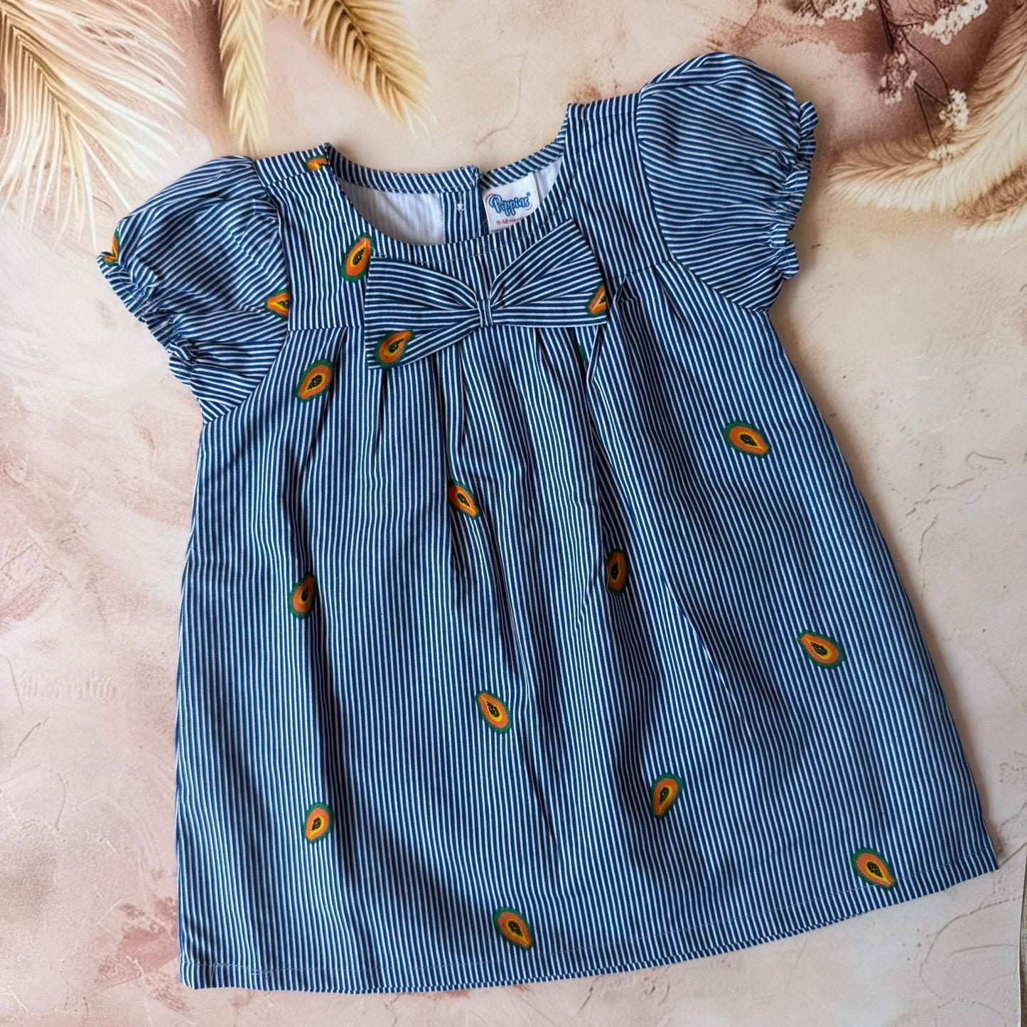 Blue Lines - Baby Knitted Frocks