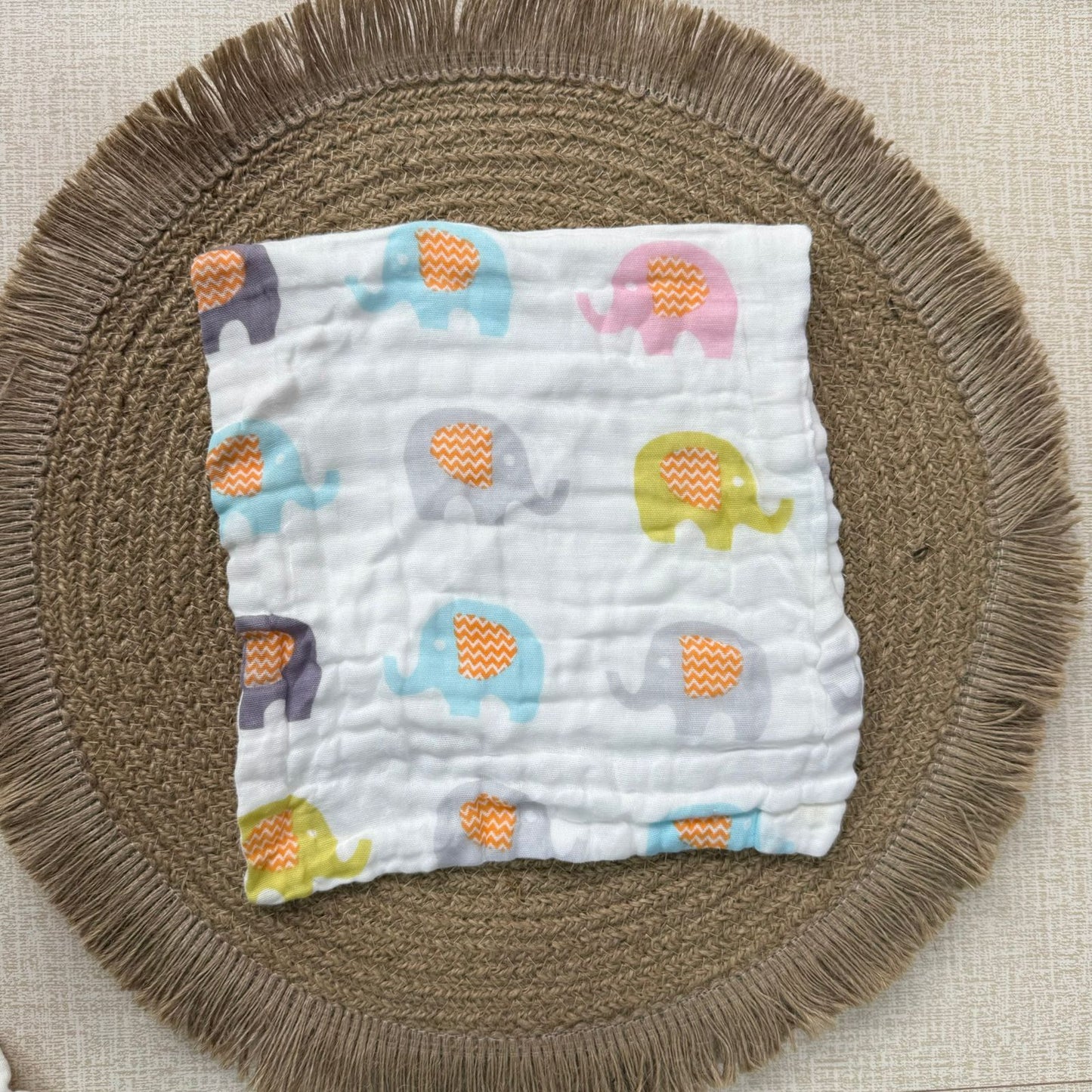Baby Burp Cloth - 6 layer Muslin - Elephant