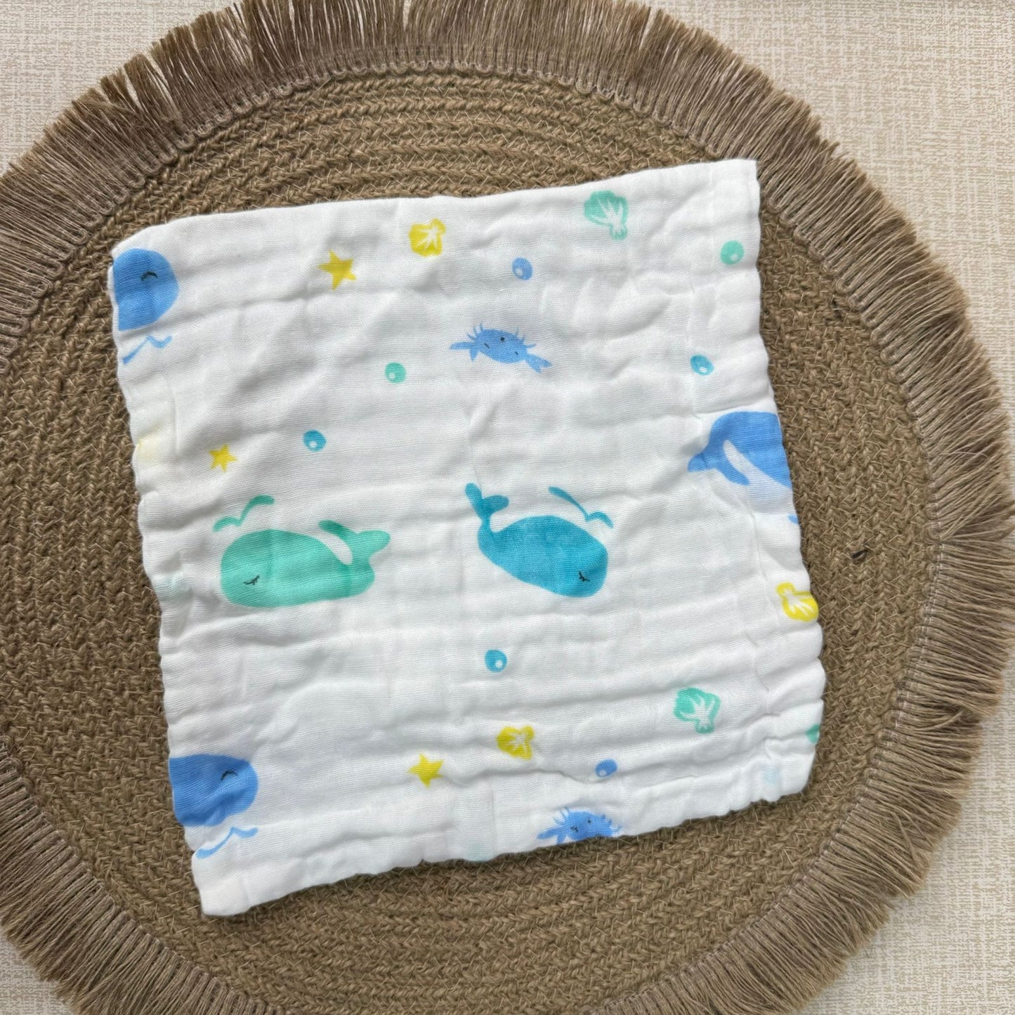 Baby Burp Cloth - 6 layer Muslin - Fishes