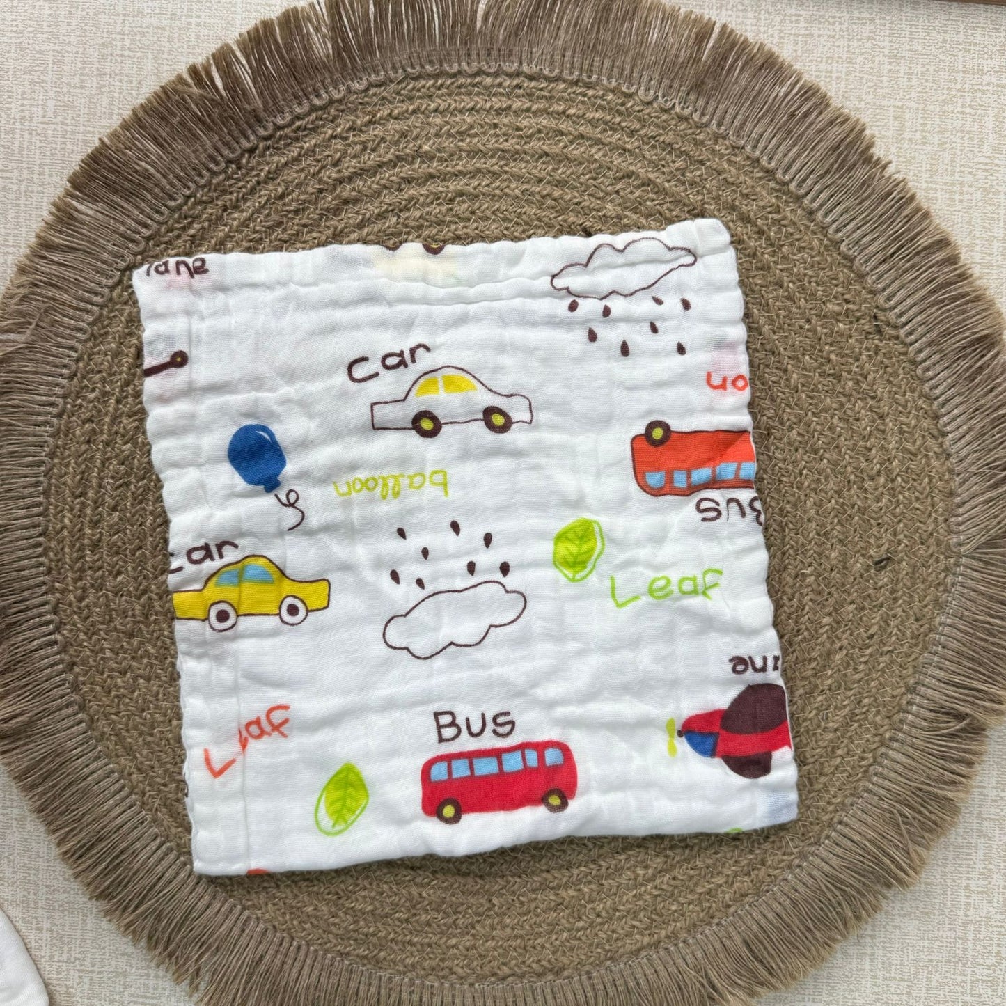 Baby Burp Cloth - 6 layer Muslin - Bus