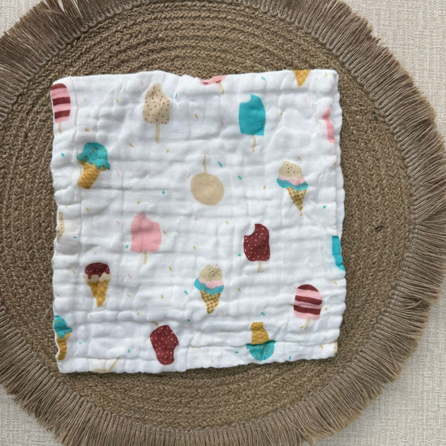 Baby Burp Cloth - 6 layer Muslin - Icr cream