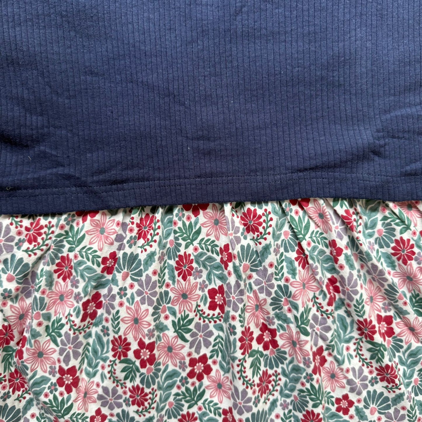Blue Maroon Flowers - Dual Colour Zipless Criss Cross Maternity Wear