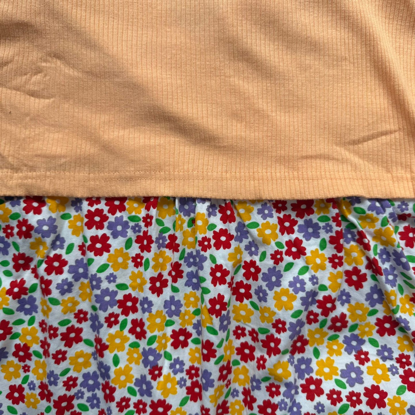 Pastel orange and Flowers - Dual Colour Zipless Criss Cross Maternity Wear