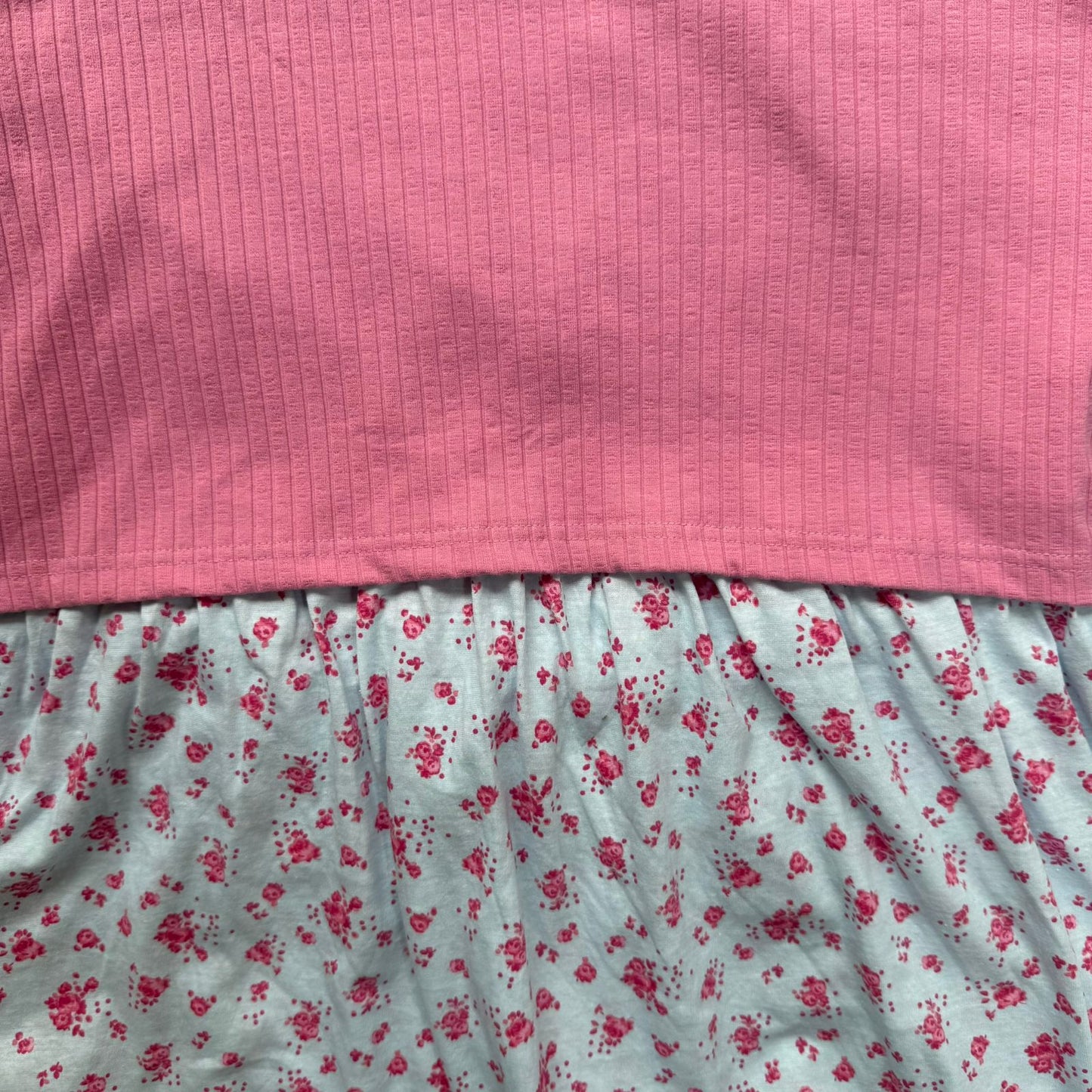 Pink and Skyblue flowers- Dual Colour Zipless Criss Cross Maternity Wear
