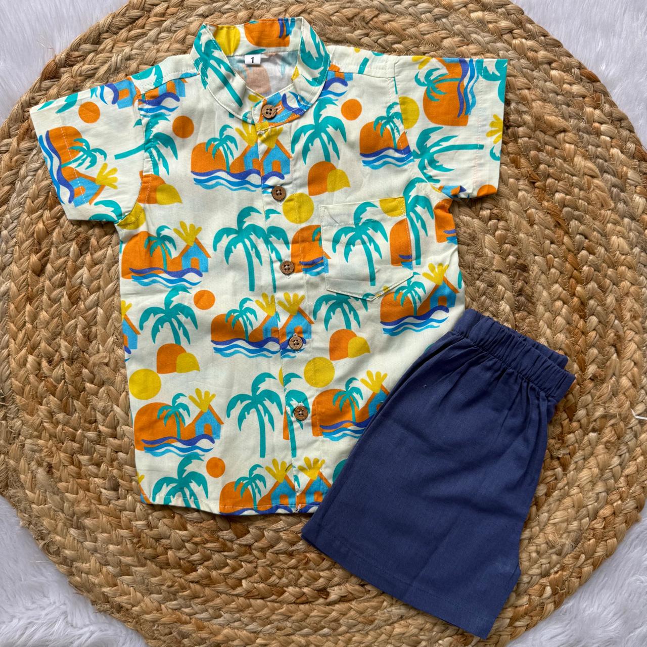 Boys Shirt and Shorts Set - Beach Theme