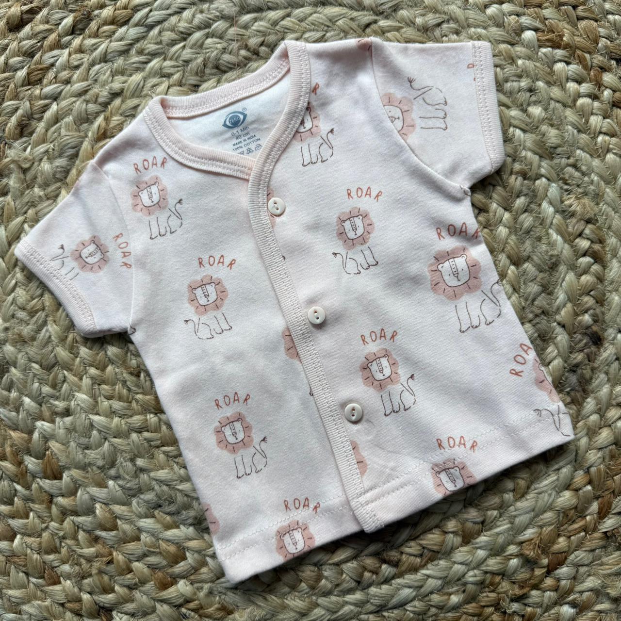 Knitted Baby Jabla with Sleeve - Peach Lions