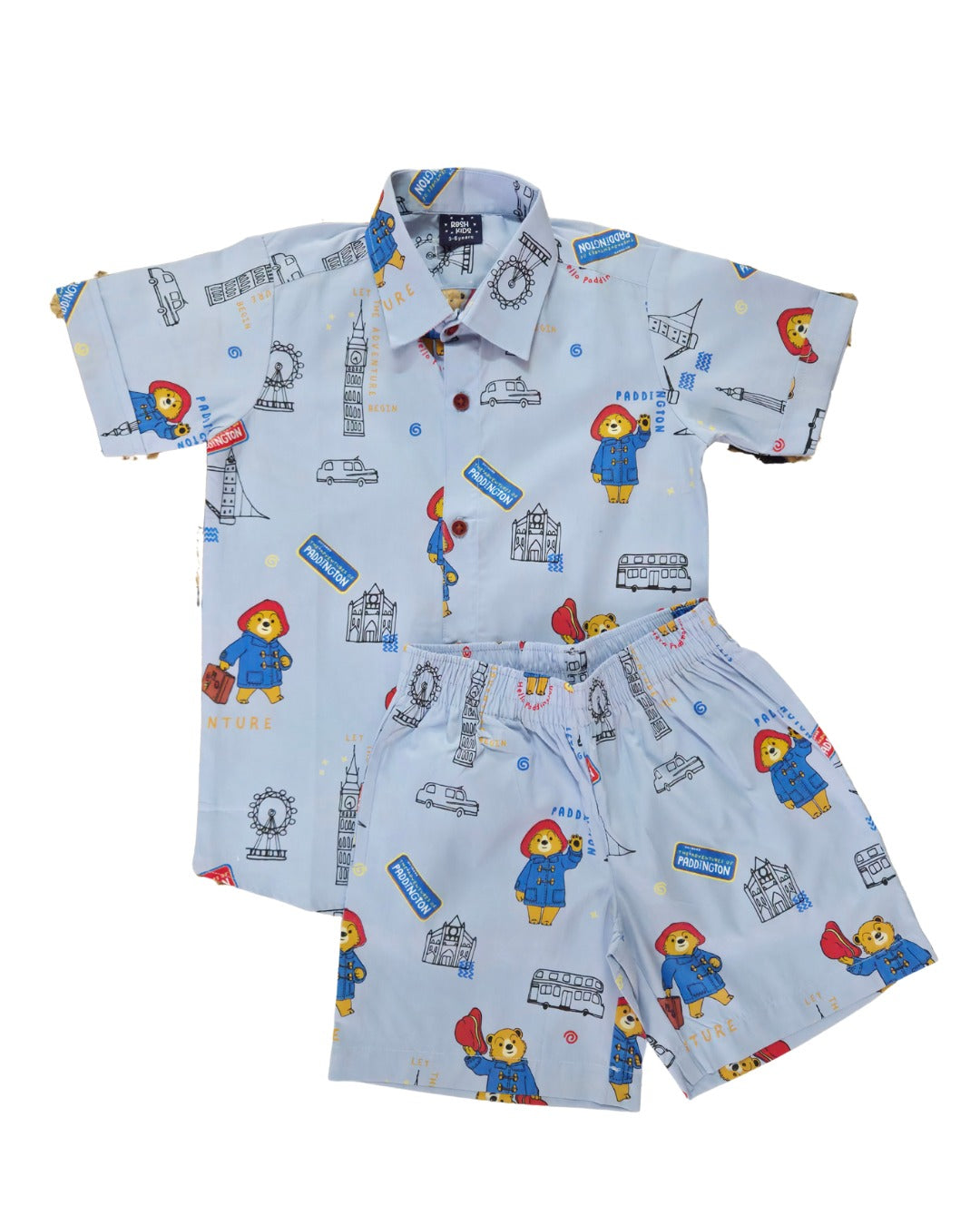 Boys Shirt and Shorts Set - Blue Teddy