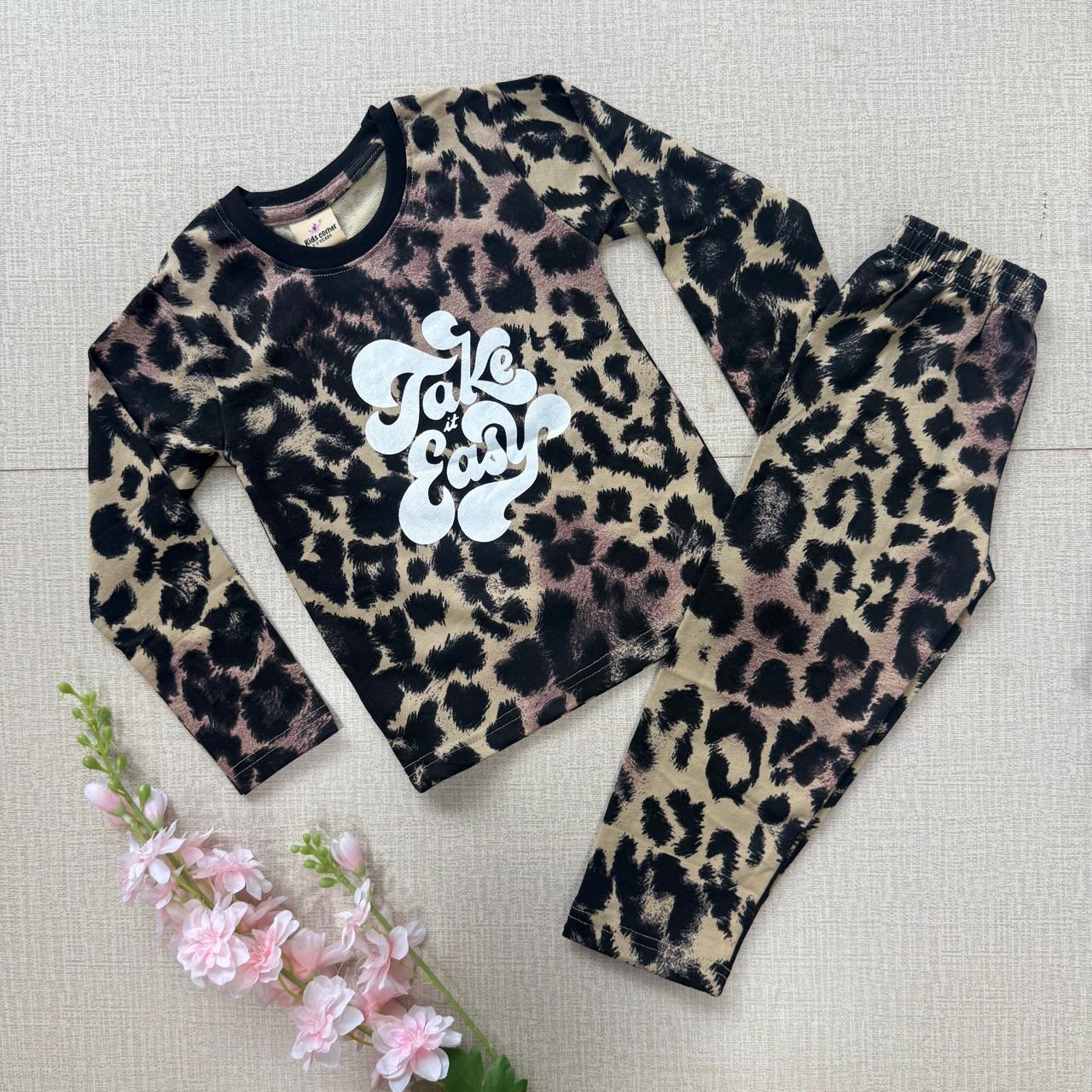 Kids Pant Co-Ord Winter Sets (Full sleeve) - Cheetah