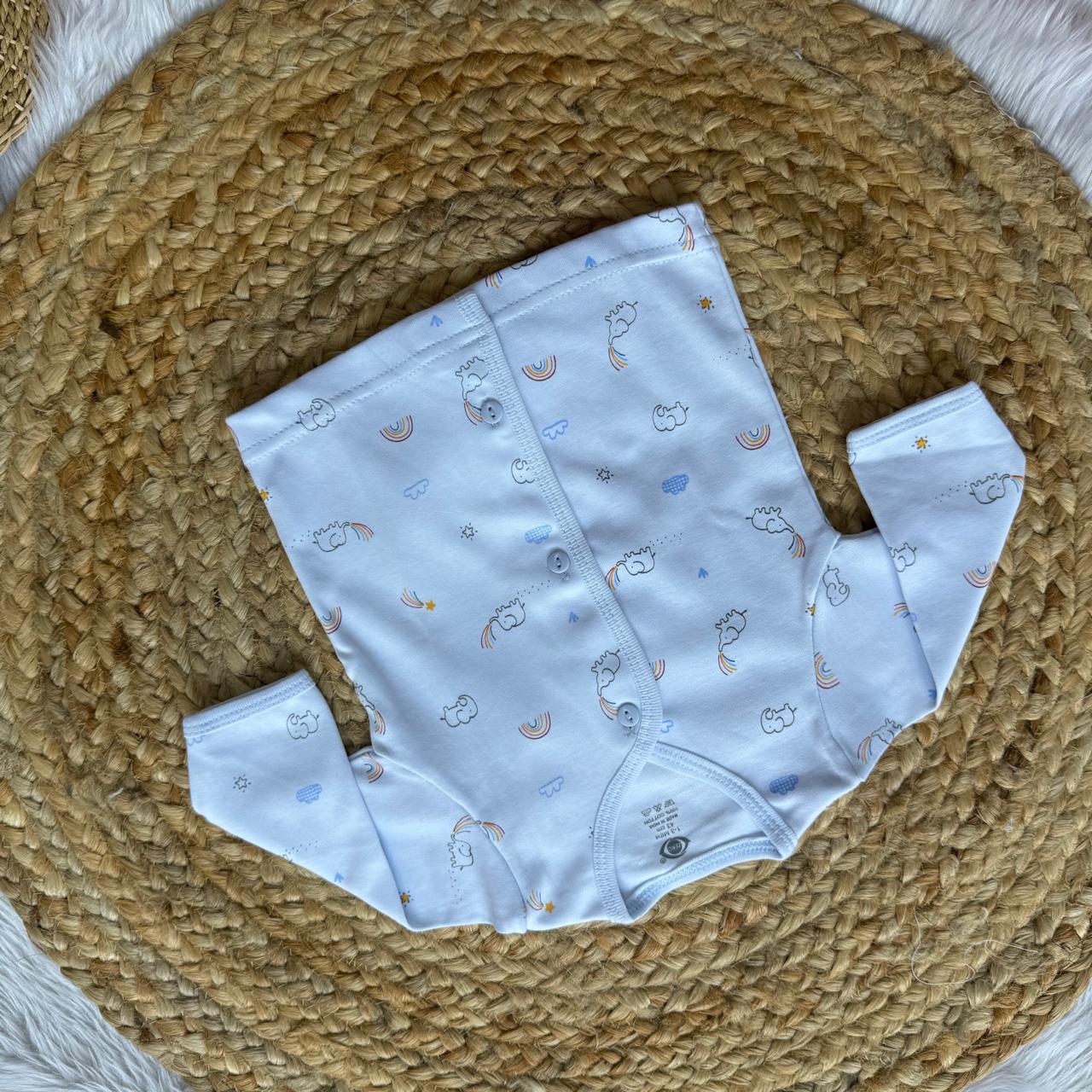 Knitted Baby Jabla with Full Sleeve - Blue Elephant