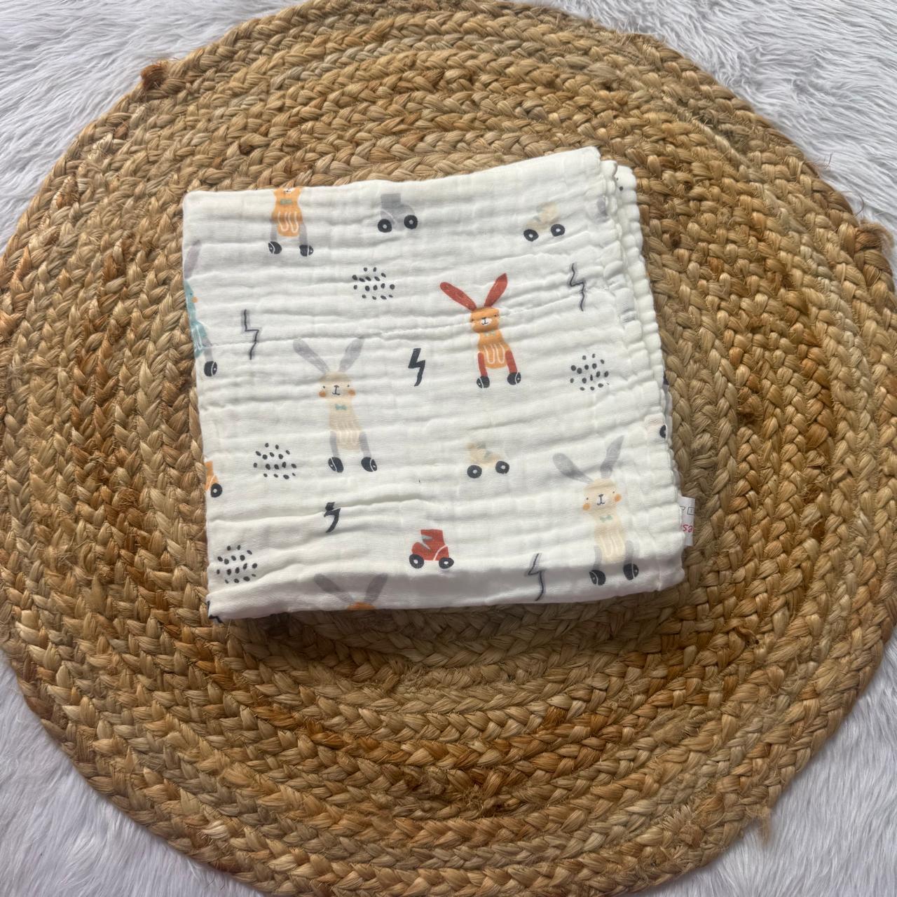 Muslin 6 Layer Bath Towels - Grey Rabbit