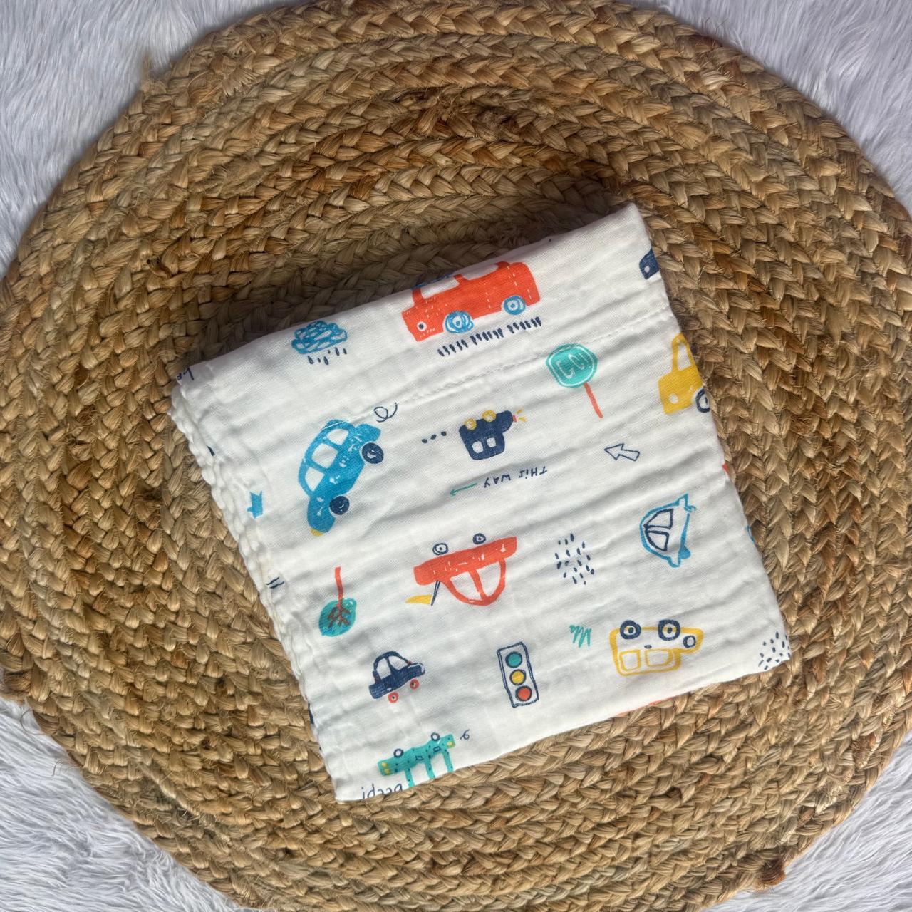 Muslin 6 Layer Bath Towels - Cars