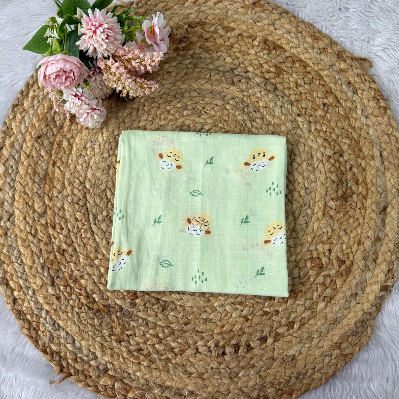 Muslin Bath Towels - PastelGreen Sheep