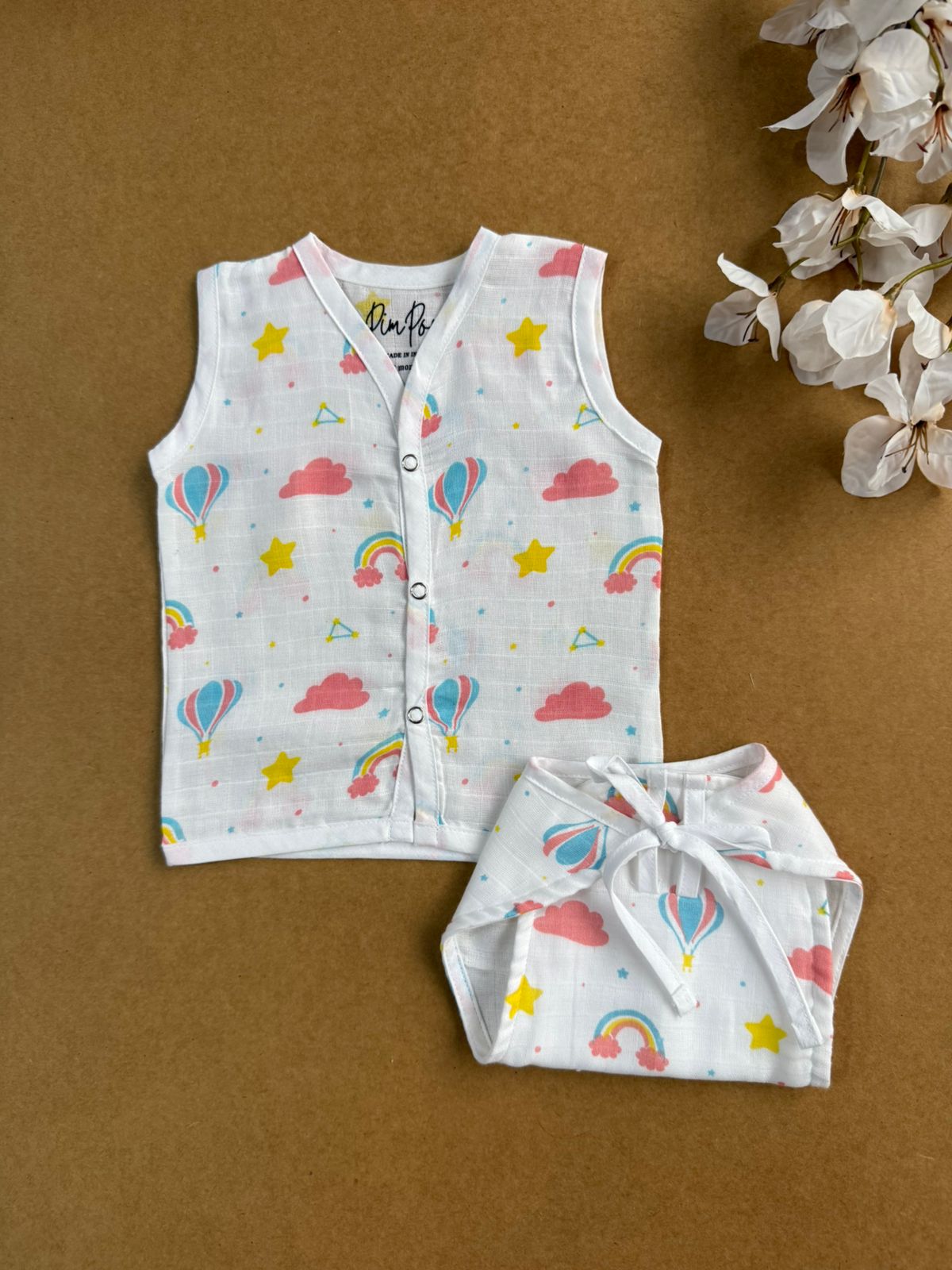 Muslin Baby Jabla & Nappy Matching Sets (10 pcs) - Combo 1