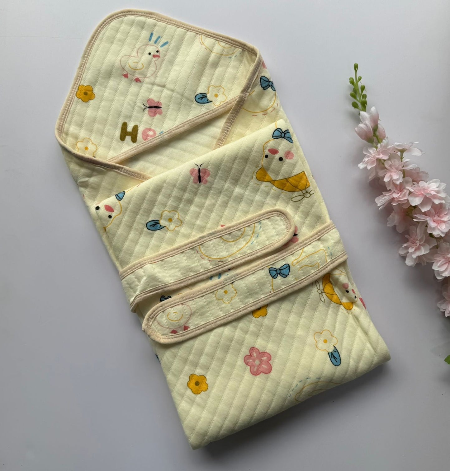 Premium beige Hooded Towel with Belt - Hello