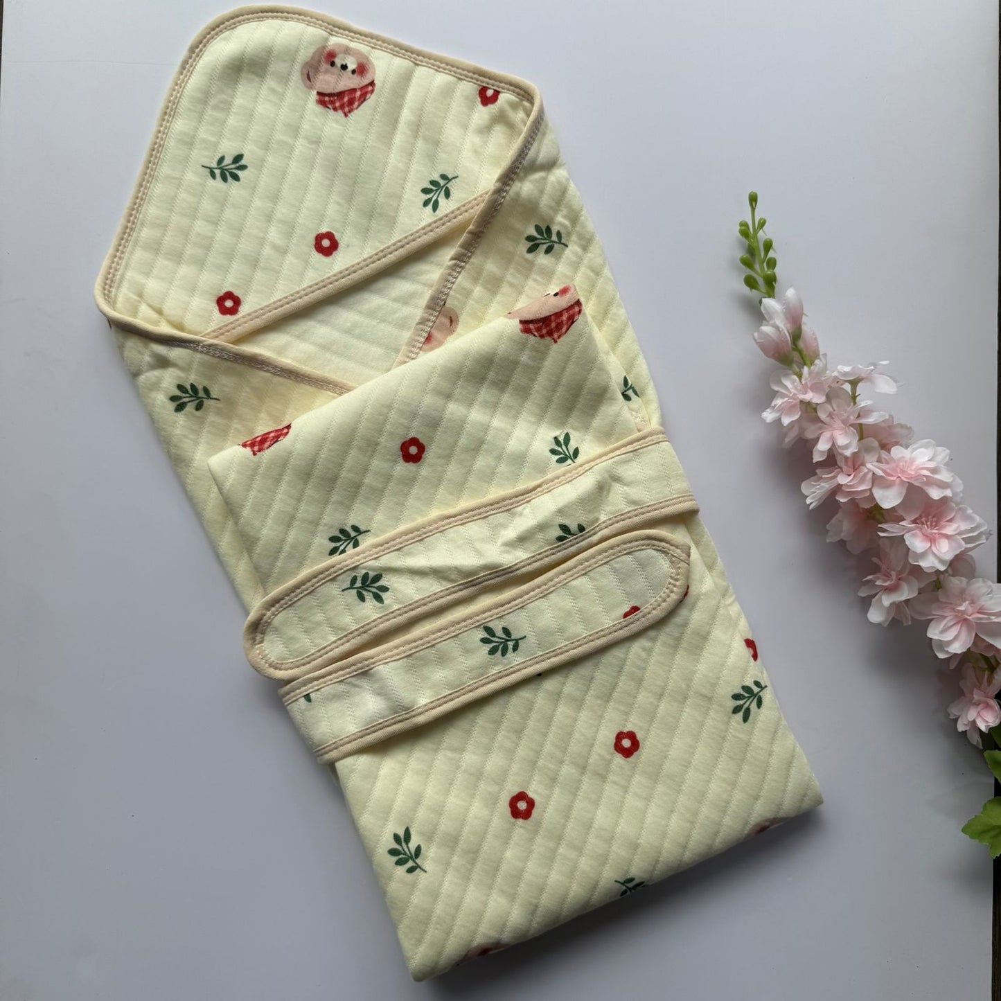 Premium beige Hooded Towel with Belt - Leaves