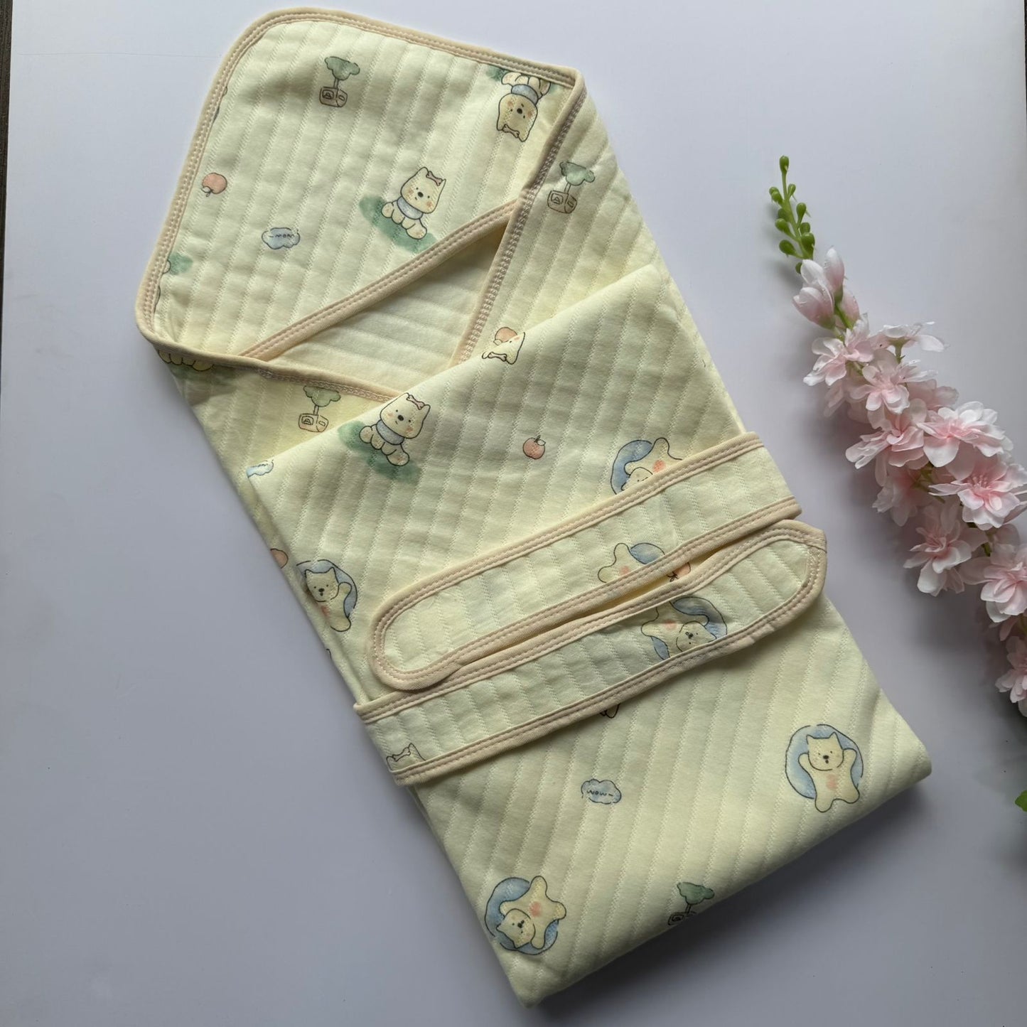 Premium beige Hooded Towel with Belt - Teddy