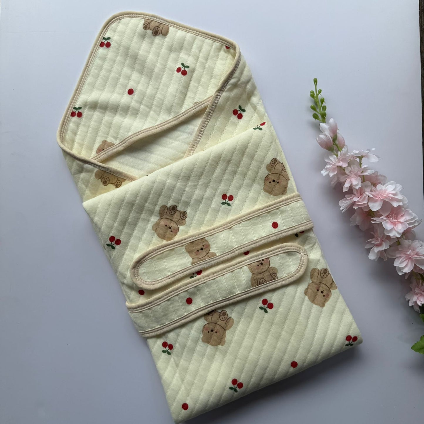 Premium beige Hooded Towel with Belt - Brown Teddy