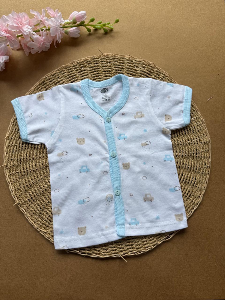 Knitted Baby Jabla with Sleeve - White with Blue