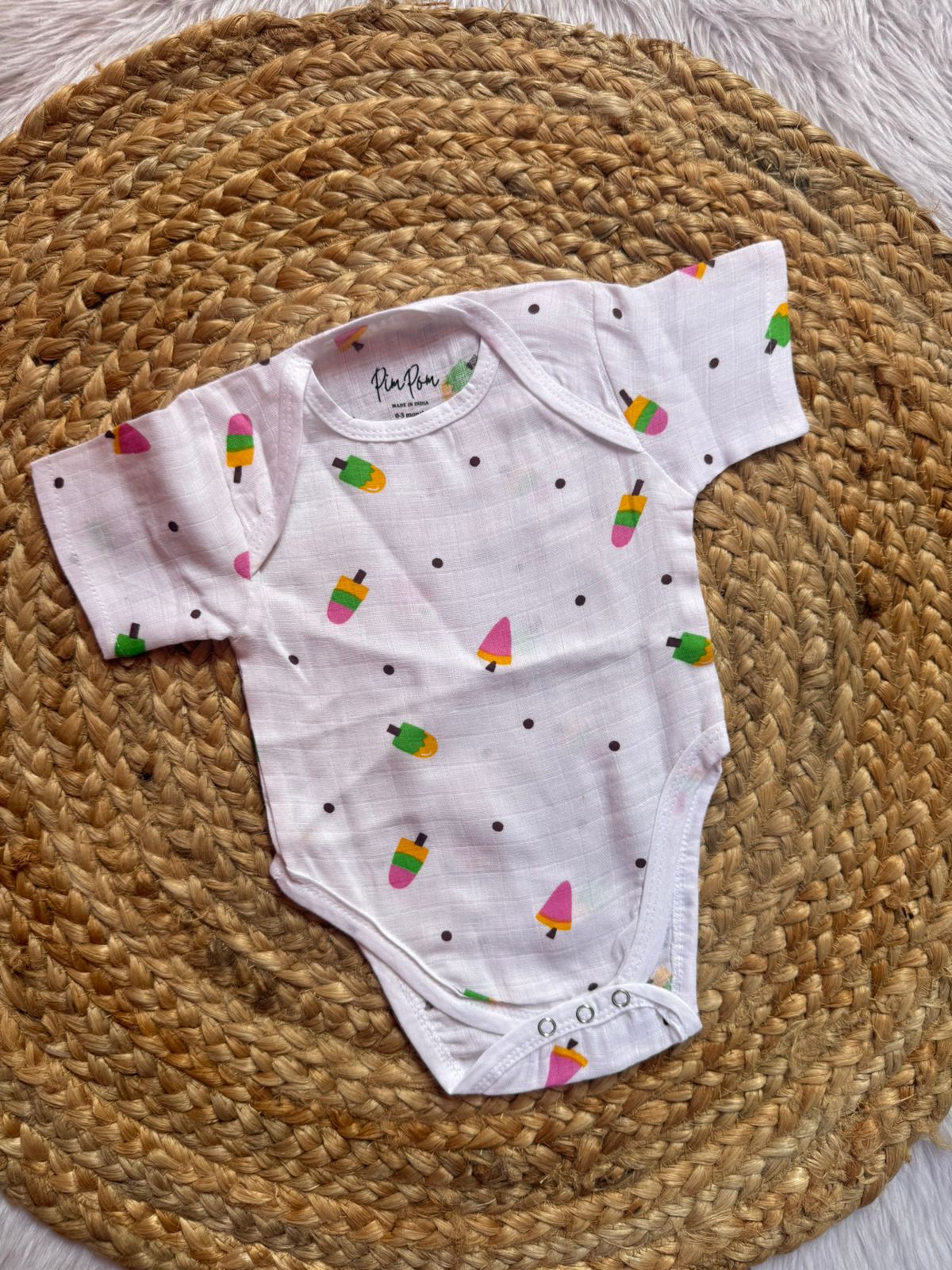 Baby Muslin Romper - Stick Icecream